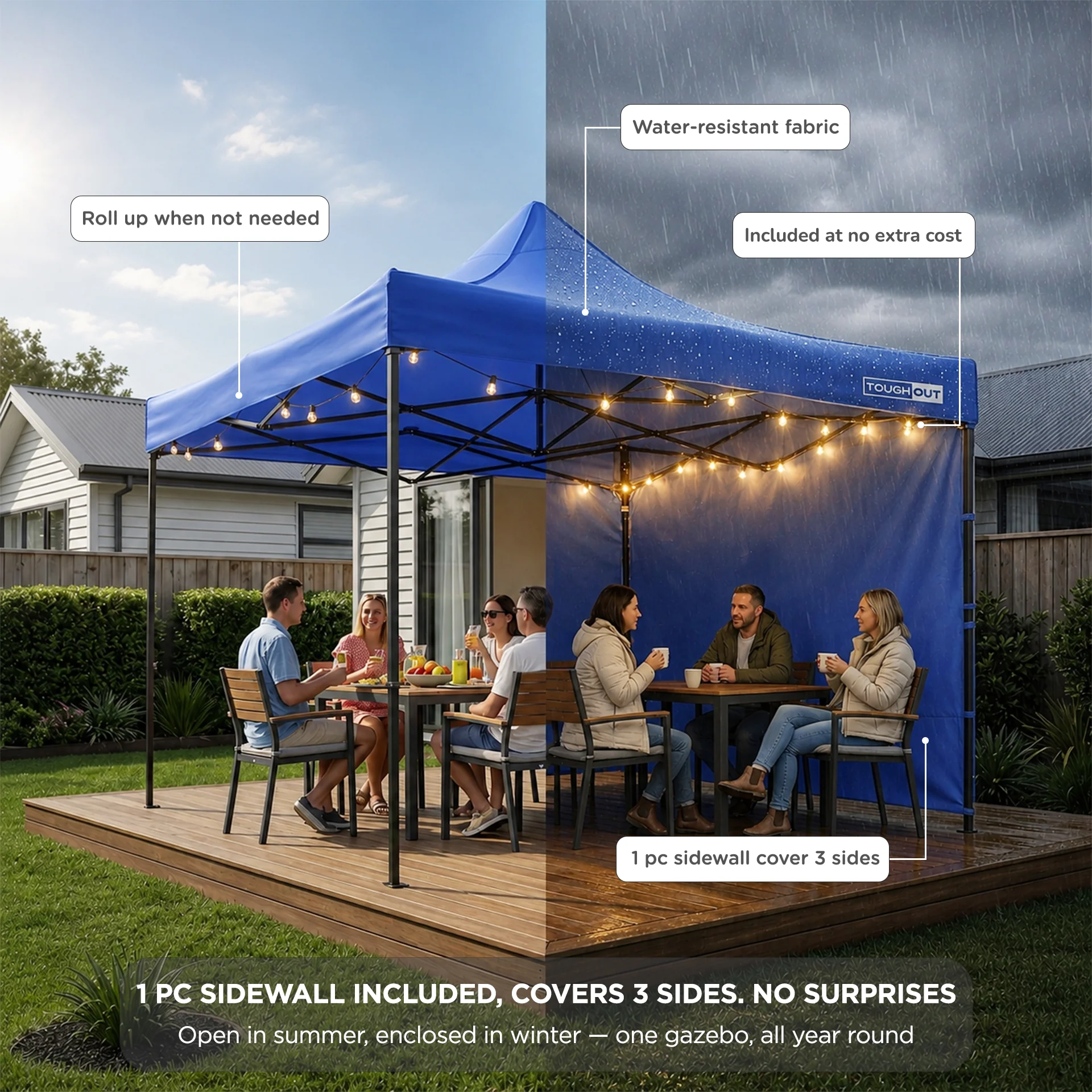 Toughout Breeze Gazebo 3 x 3m - Blue - Image 3