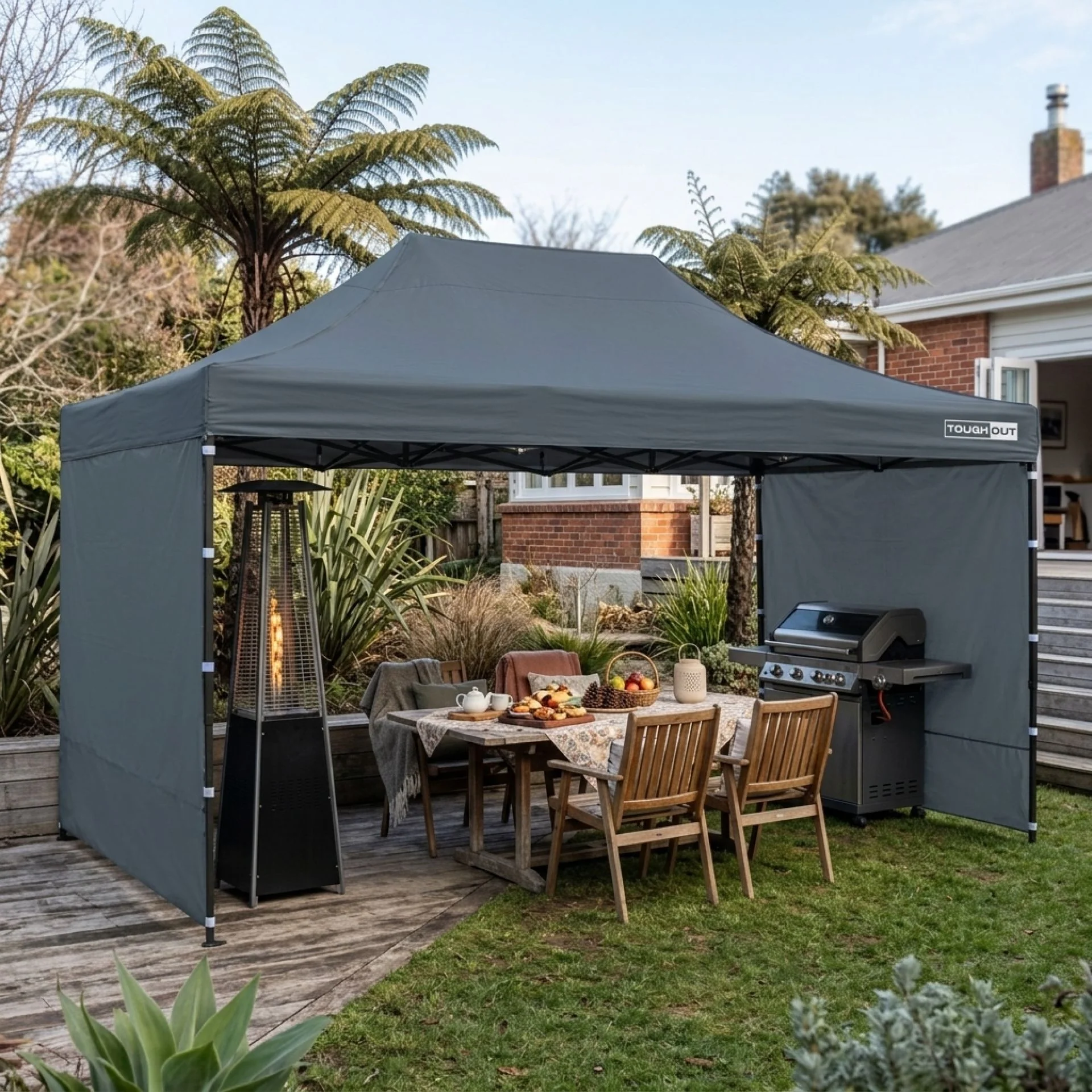Toughout Breeze Gazebo with 3 Side Walls 3x4.5m - Grey - Image 9