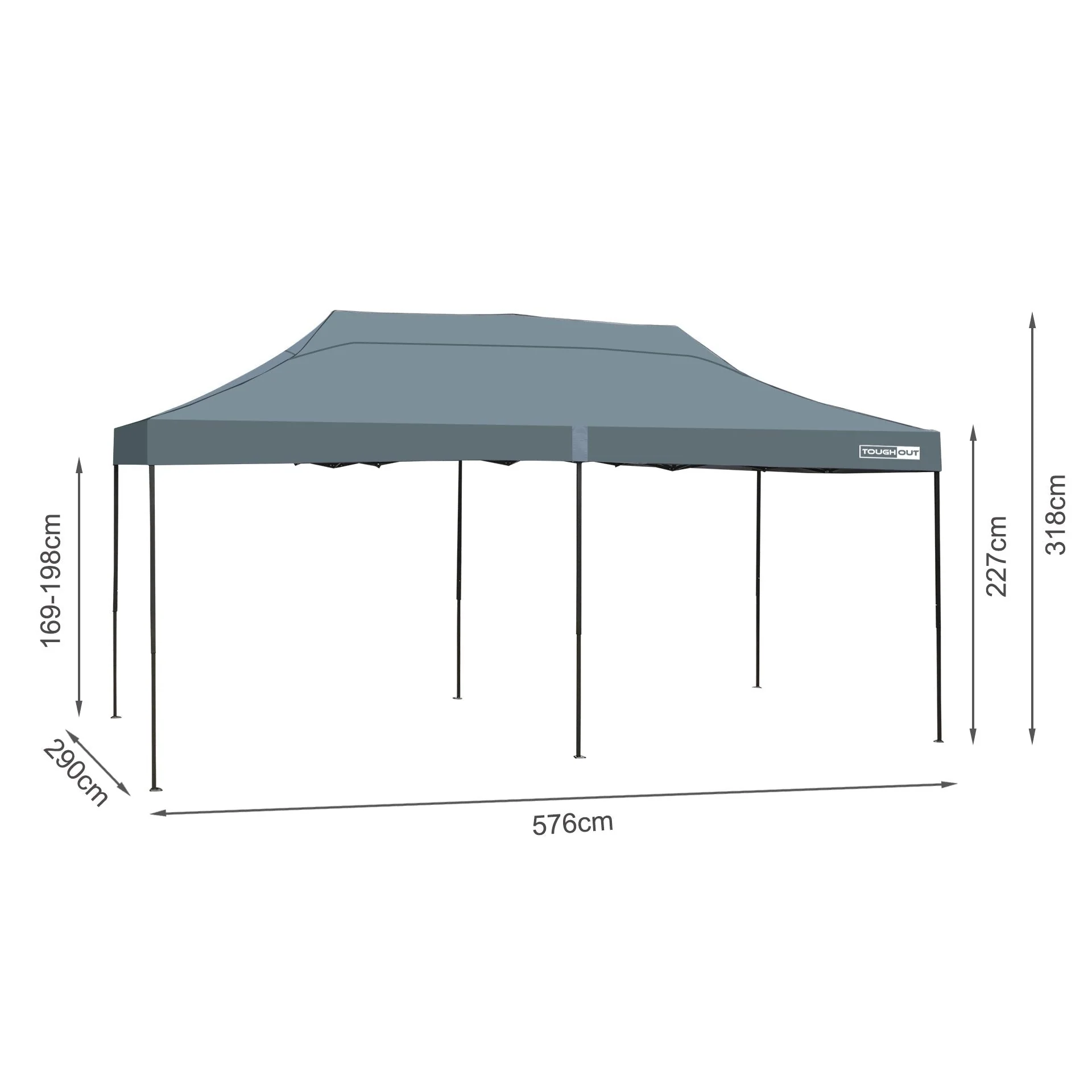 Toughout Breeze Gazebo with 3 Side Walls 3x6m - Grey - Image 16