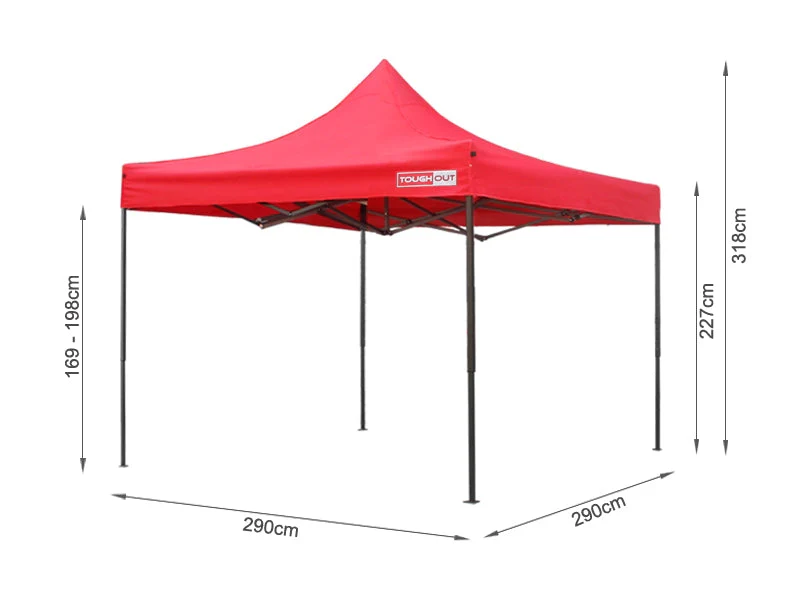 TOUGHOUT Breeze Gazebo RED 3x3M with 3 Side Walls - Image 8