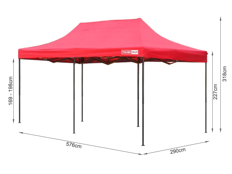 TOUGHOUT Breeze Gazebo RED 3x6M with 3 Side Walls - Image 6