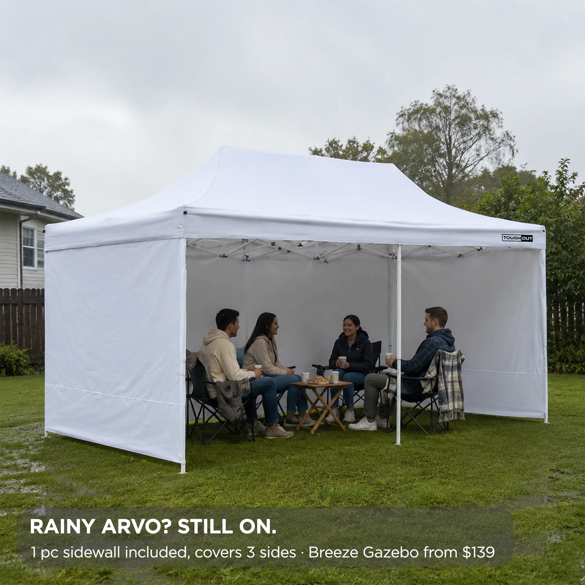 Toughout Breeze Gazebo 3 x 6m - White - Image 2