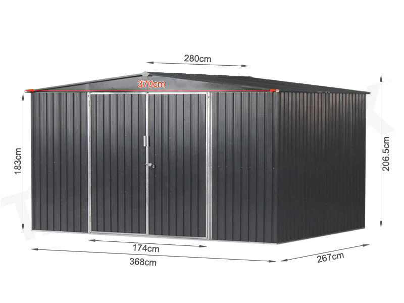 ToughOut Garden Shed BLACK 10'x12' ft - 3.7M x2.8M x 2.06M - Image 7