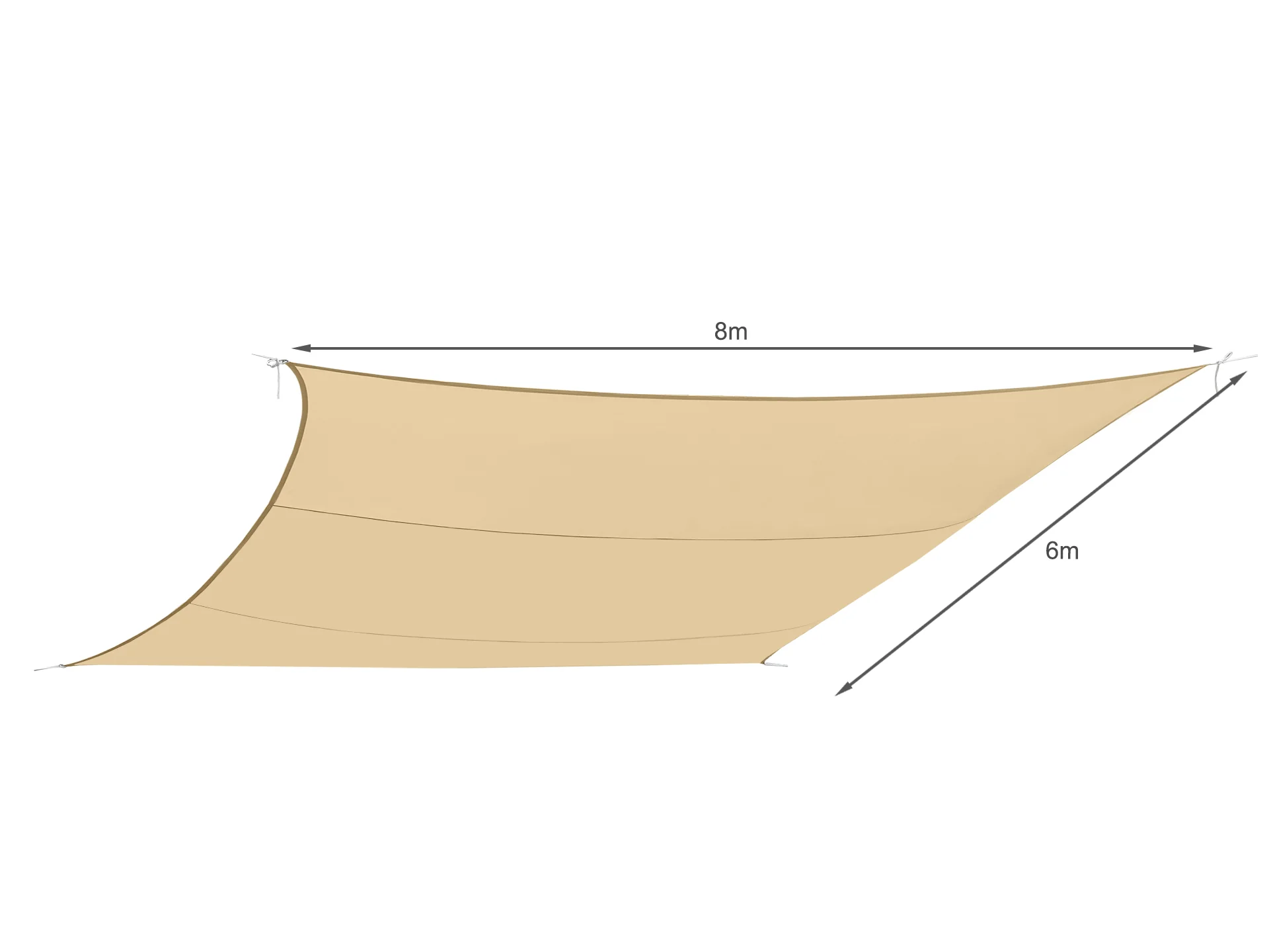 Toughout Serein Waterproof Rectangle Shade Sail 6m x 8m - Sand - Image 6