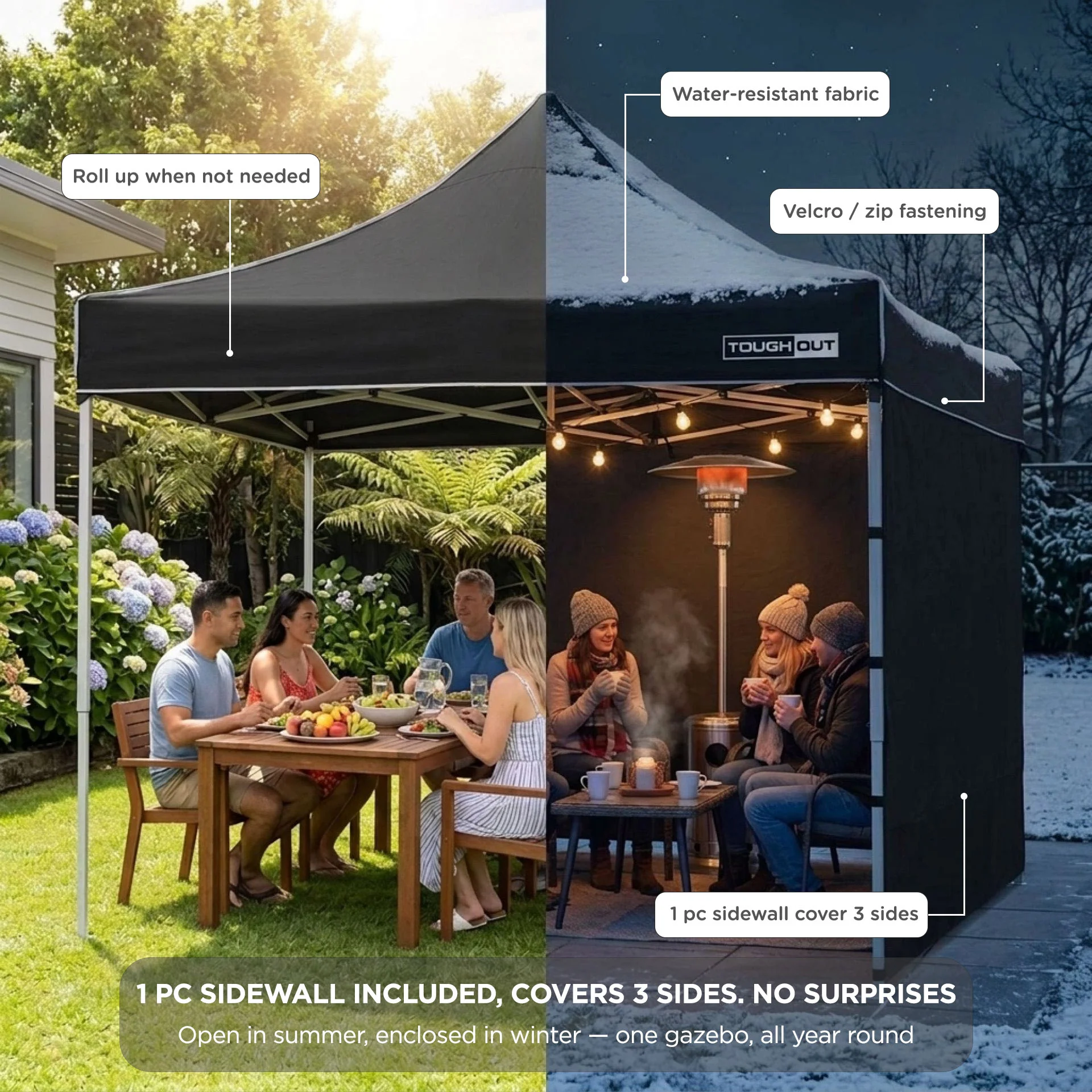 Toughout Thunderstorm Gazebo 3 x 3m - Black - Image 3