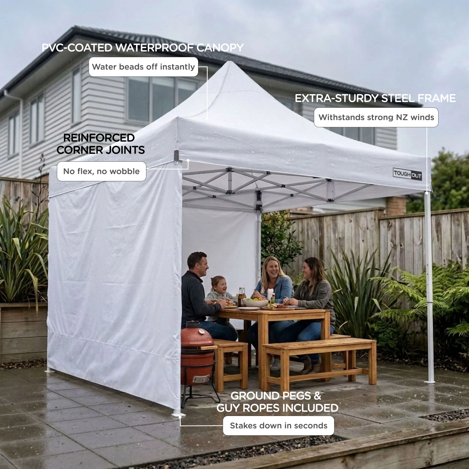 Toughout Thunderstorm Gazebo 3 x 3m - White - Image 4