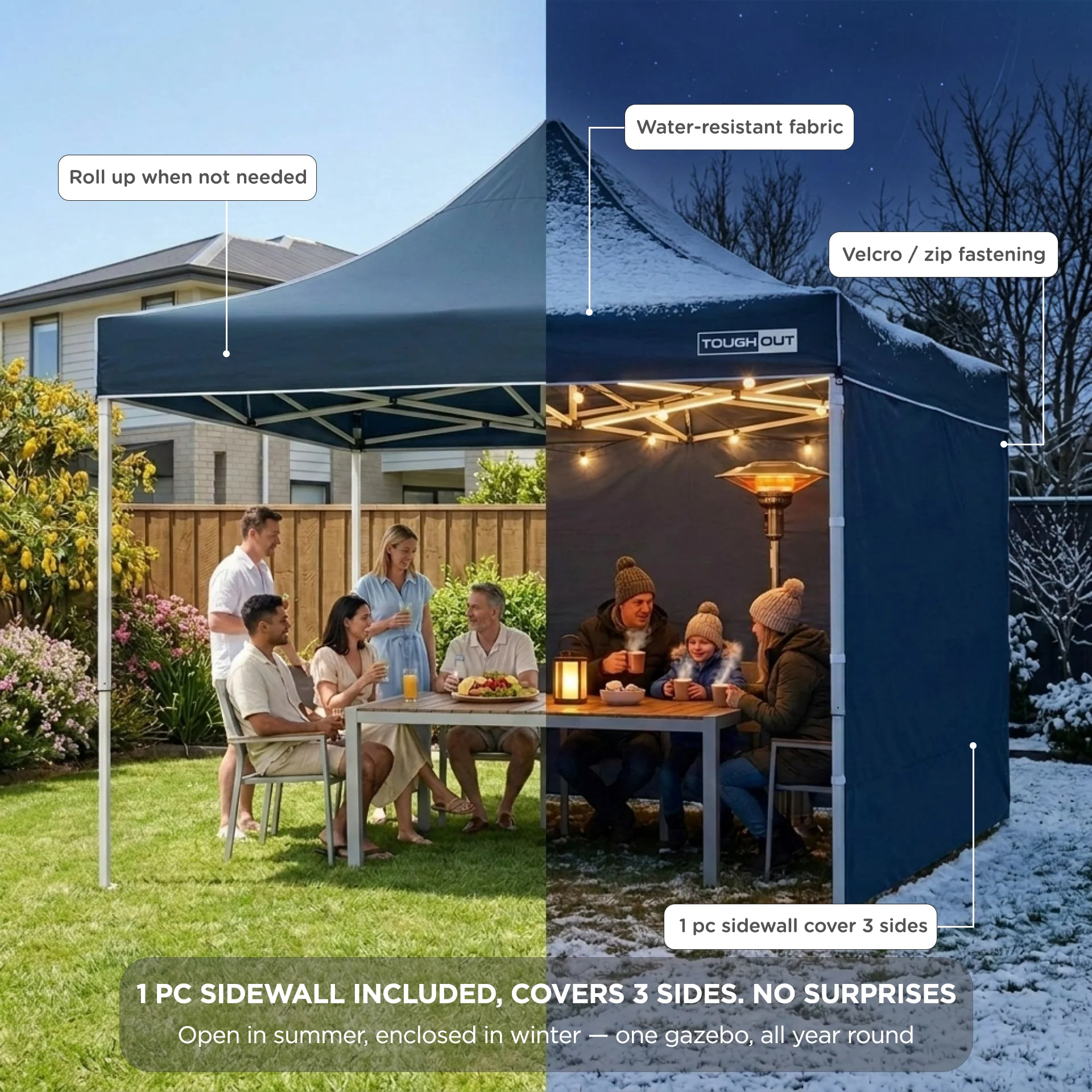Toughout Thunderstorm Gazebo 3 x 3m - Navy - Image 3
