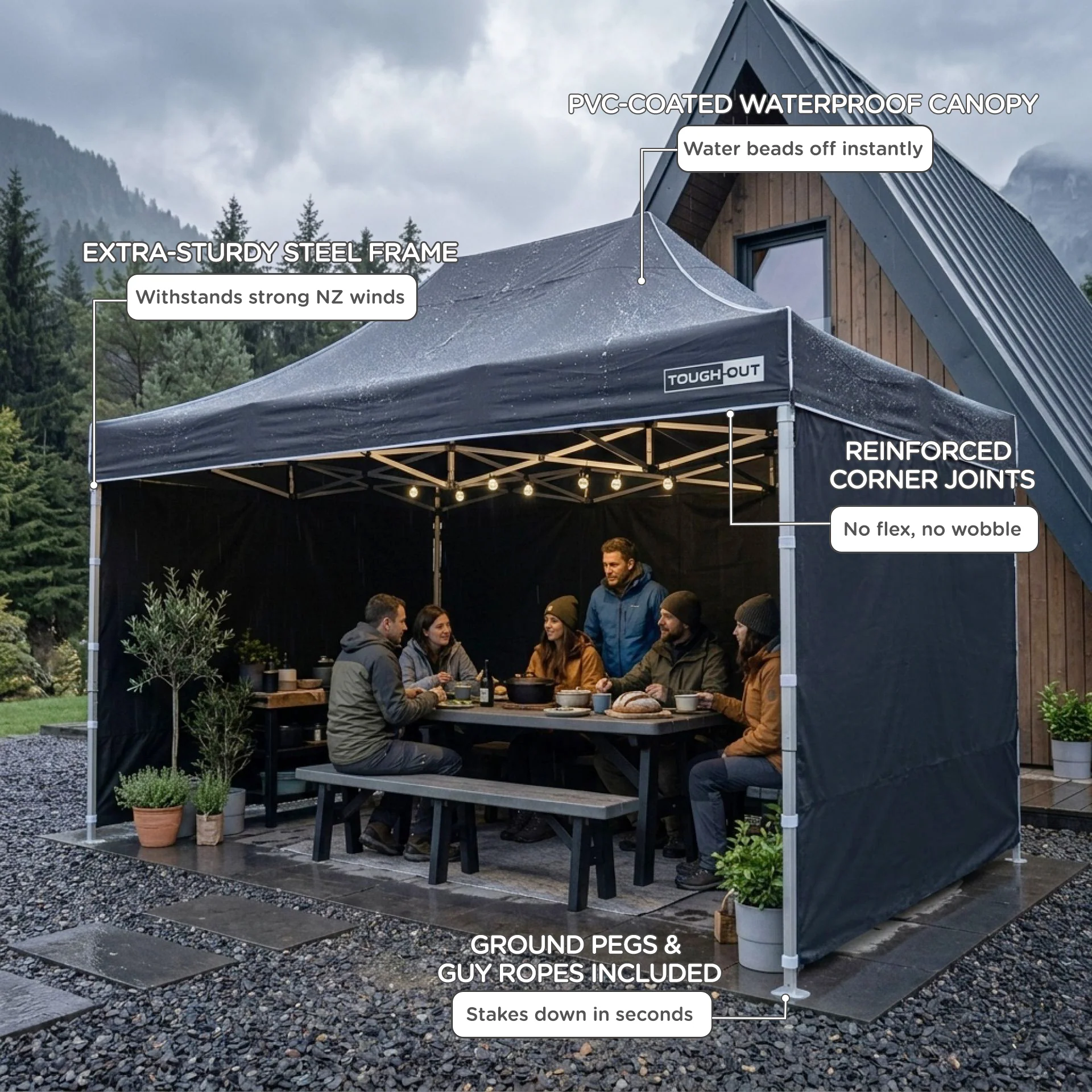 Toughout Thunderstorm Gazebo 3x4.5m - Black - Image 3