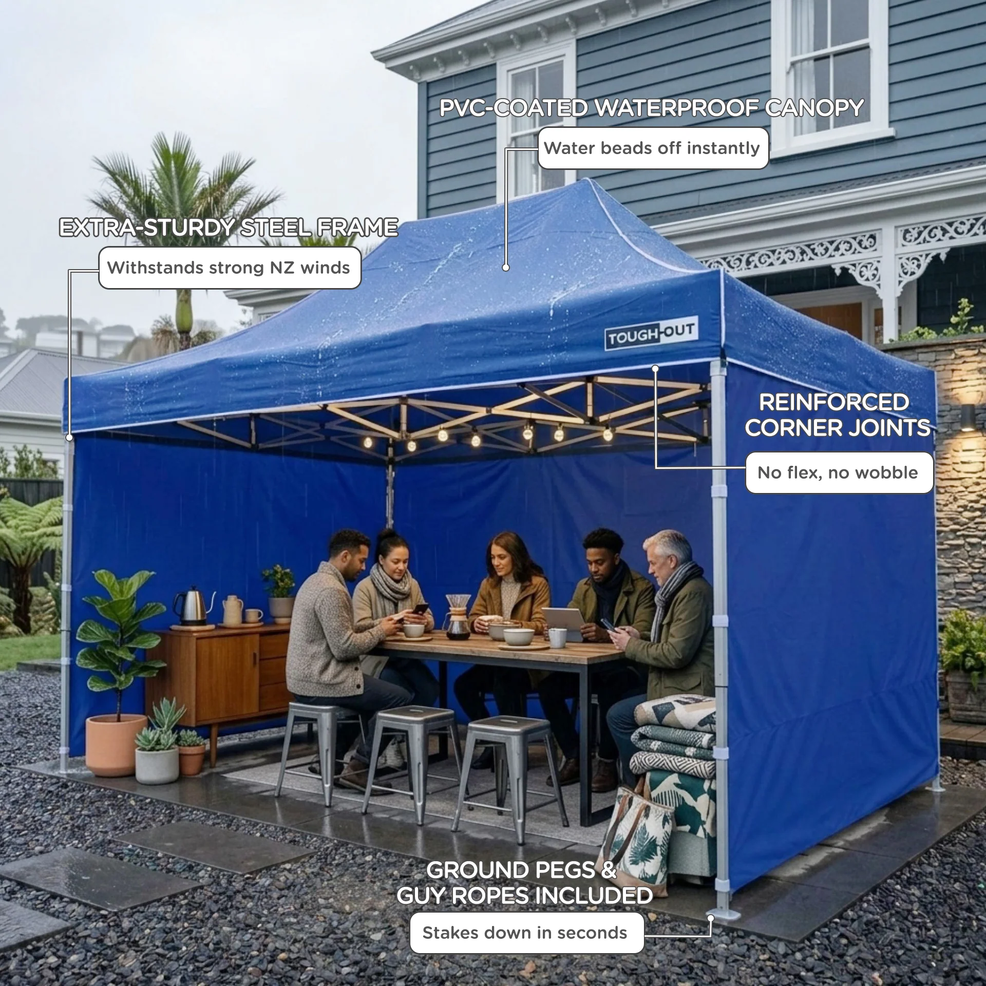 Toughout Thunderstorm Gazebo 3 x 4.5m - Blue - Image 4