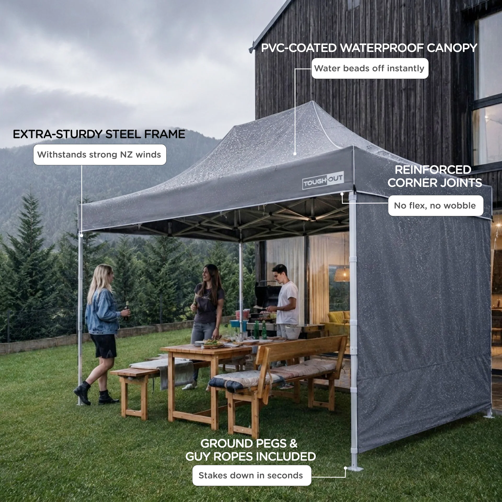 Toughout Thunderstorm Gazebo 3 x 4.5m - Grey - Image 4