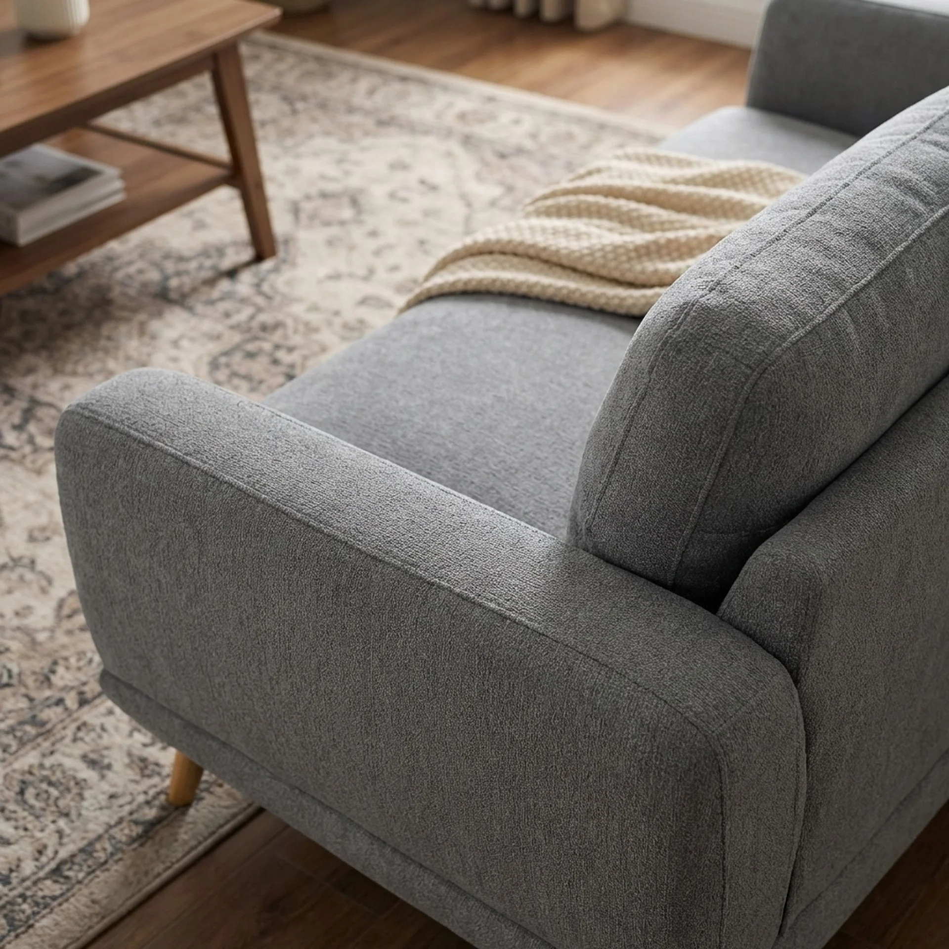 Tova Chenille 3 Seater Sofa - Ash Grey - Image 6