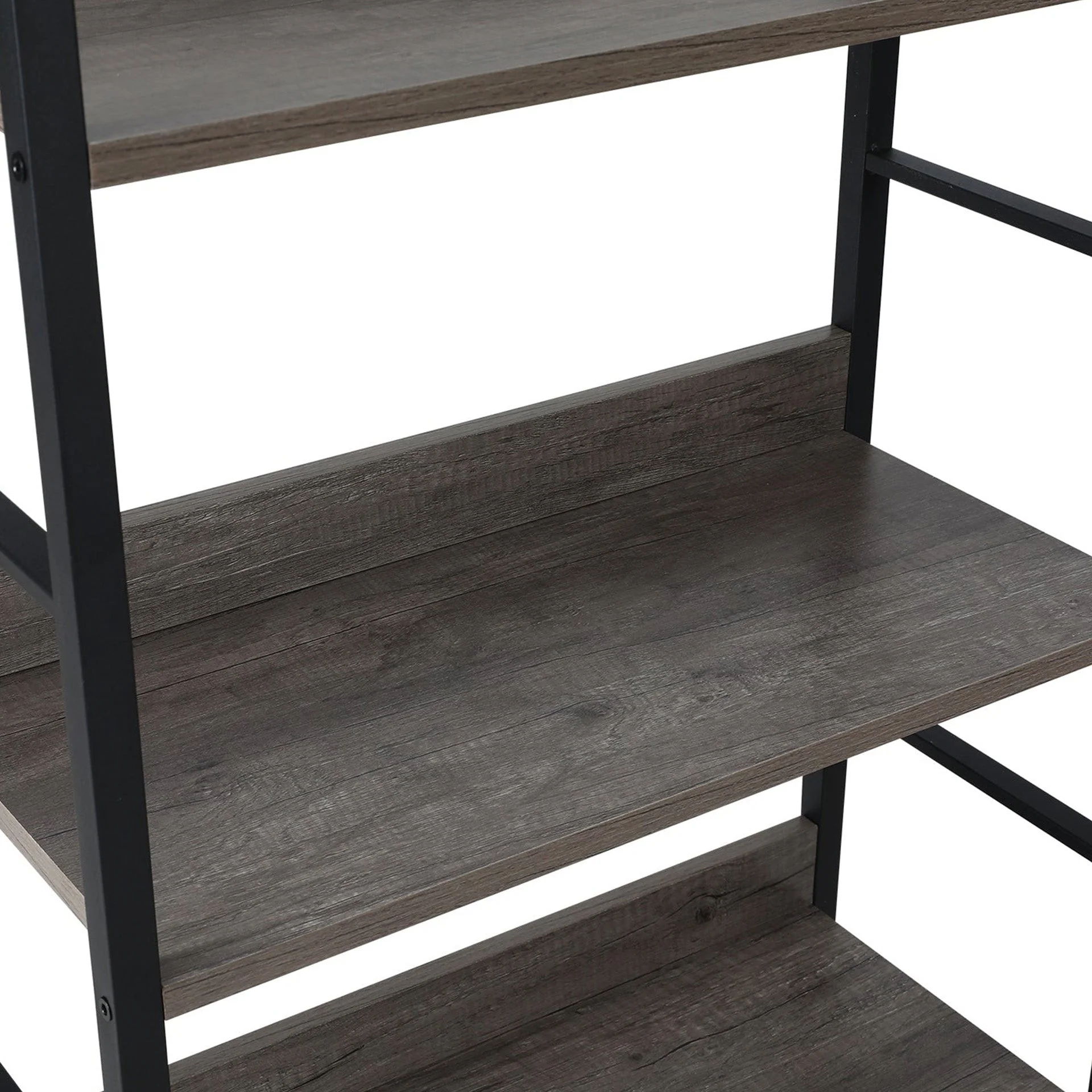 Towai 4 Tier Storage Shelf - Grey Oak + Black - Image 9