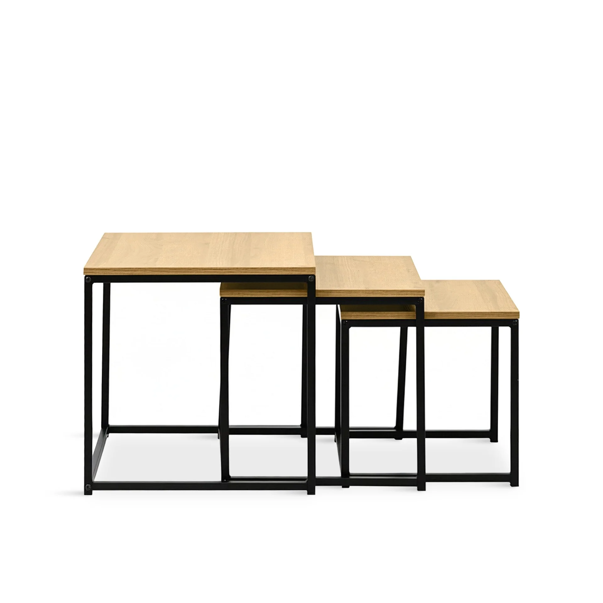 Trio 3 Piece Nesting Coffee Table Set - Oak - Image 8