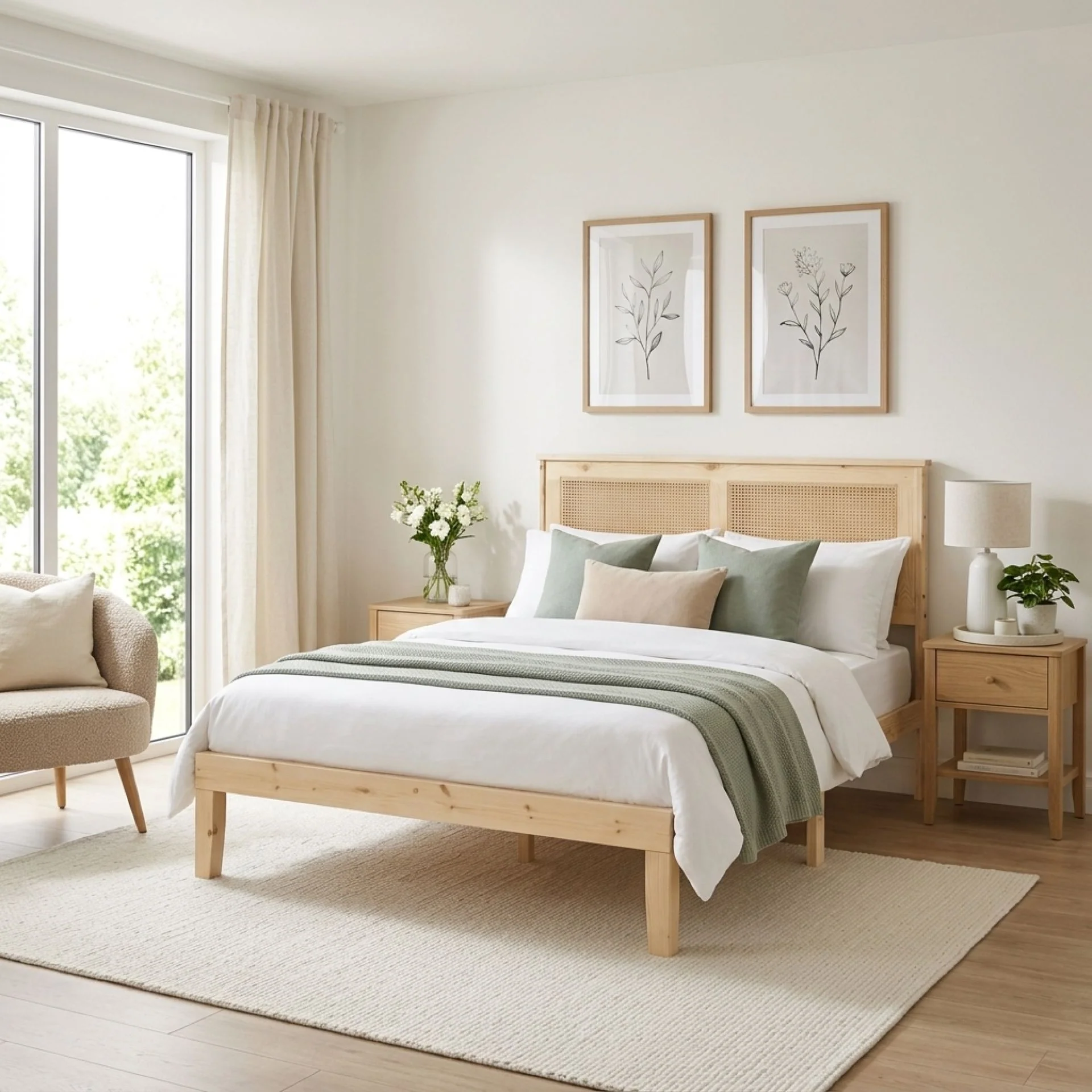 Tropi Double Wooden Bed Frame - Natural - Image 3