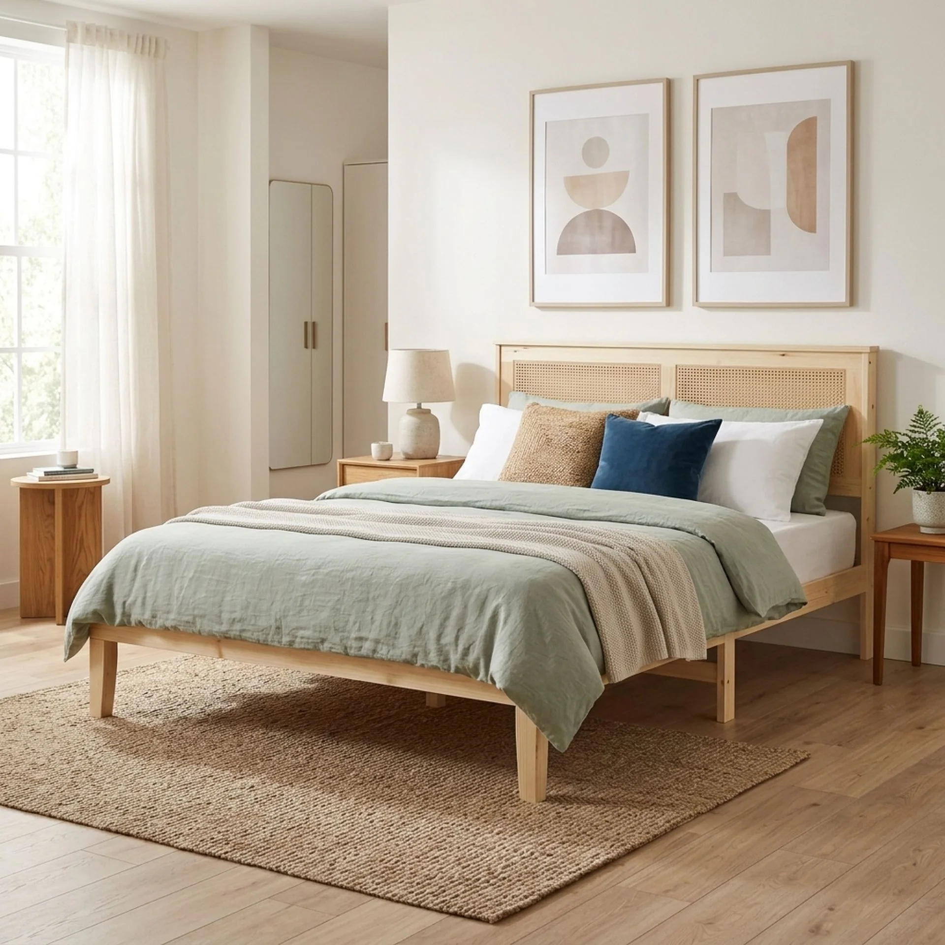 Tropi Queen Wooden Bed Frame - Natural - Image 4
