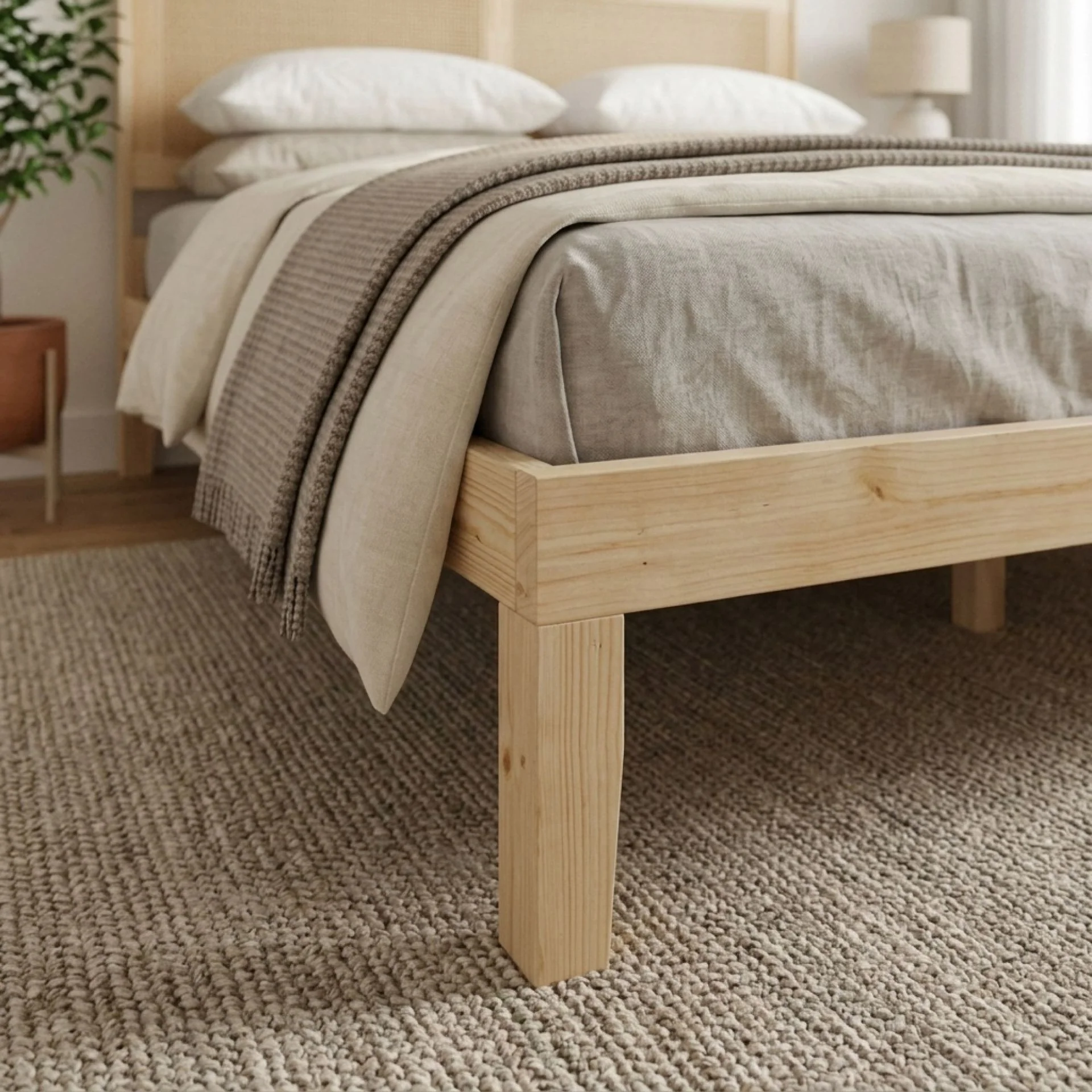 Tropi Queen Wooden Bed Frame - Natural - Image 7