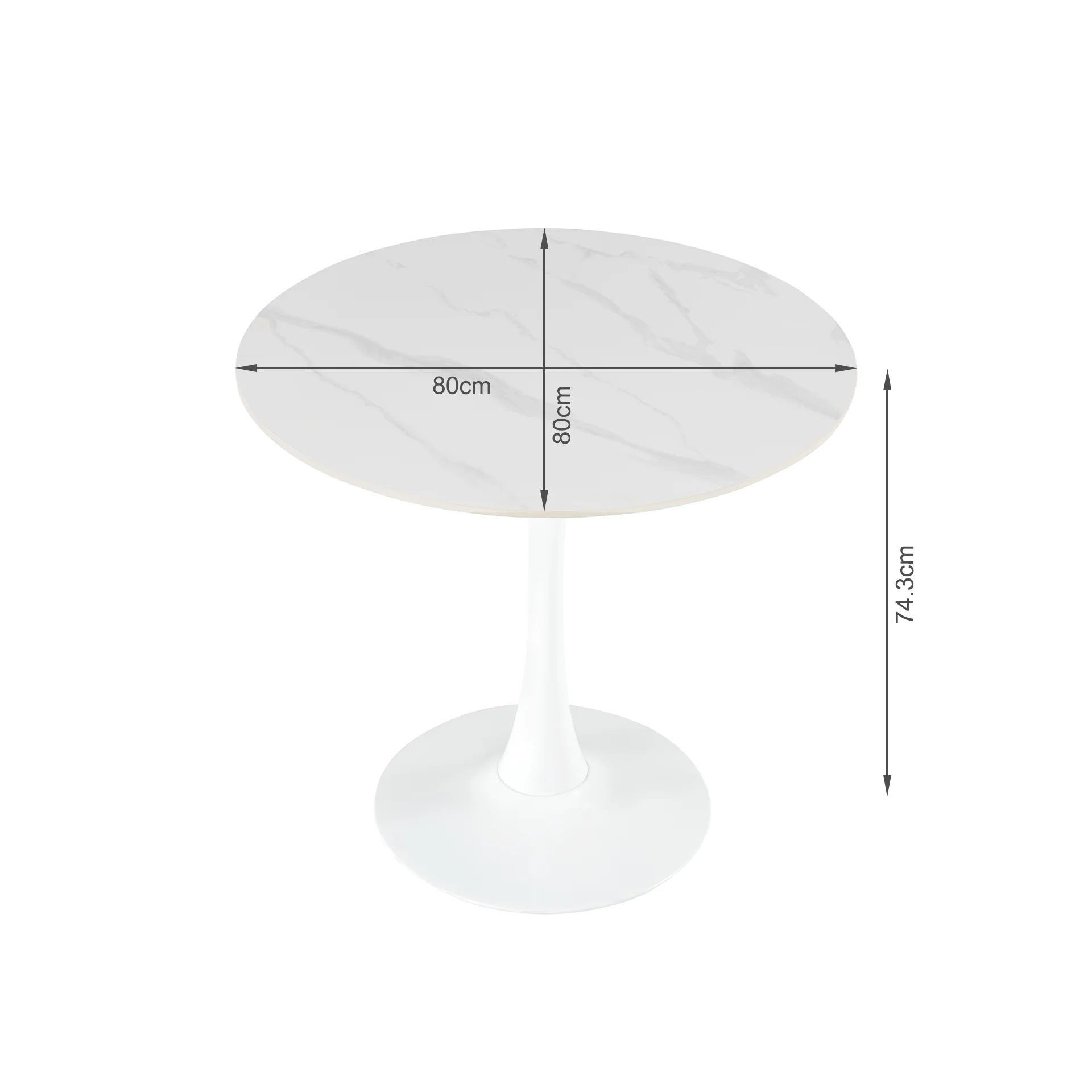 Tulesso Round Dining Table 80x75cm - Snow White - Image 11