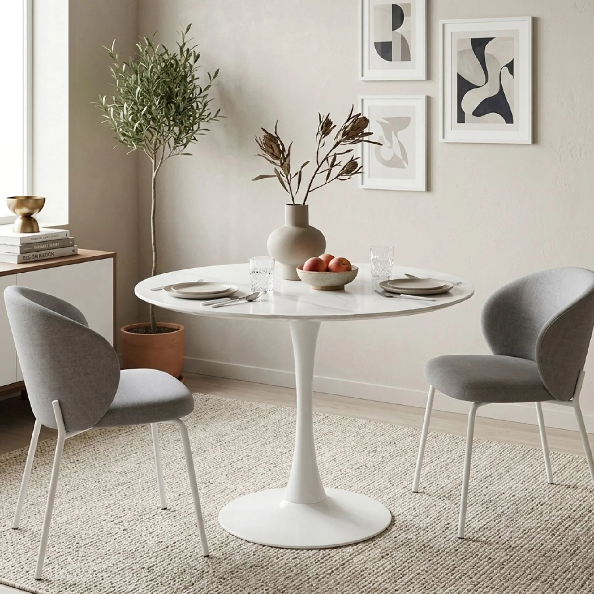Tulesso Round Dining Table 80x75cm - Snow White - Image 3