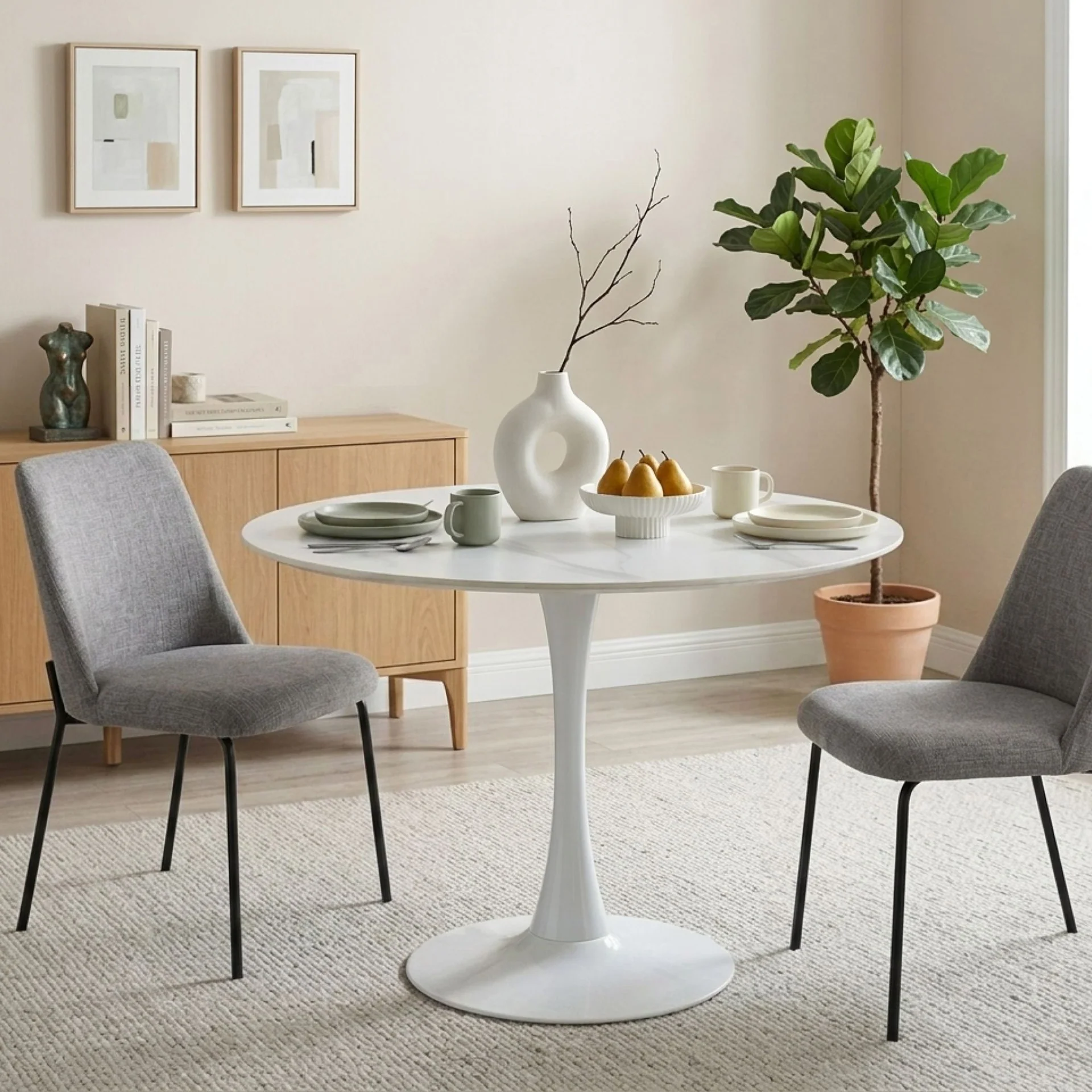 Tulesso Round Dining Table 80x75cm - Snow White - Image 4
