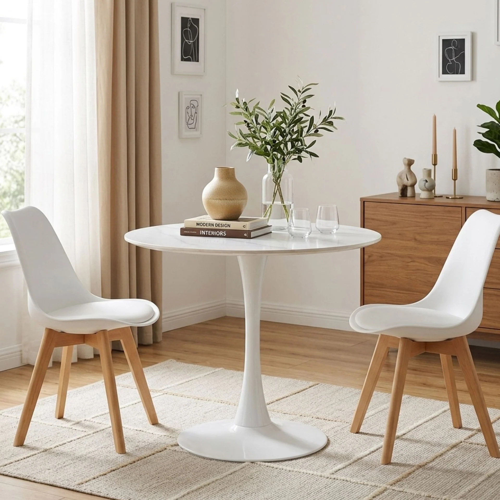 Tulesso Round Dining Table 80x75cm - Snow White - Image 5