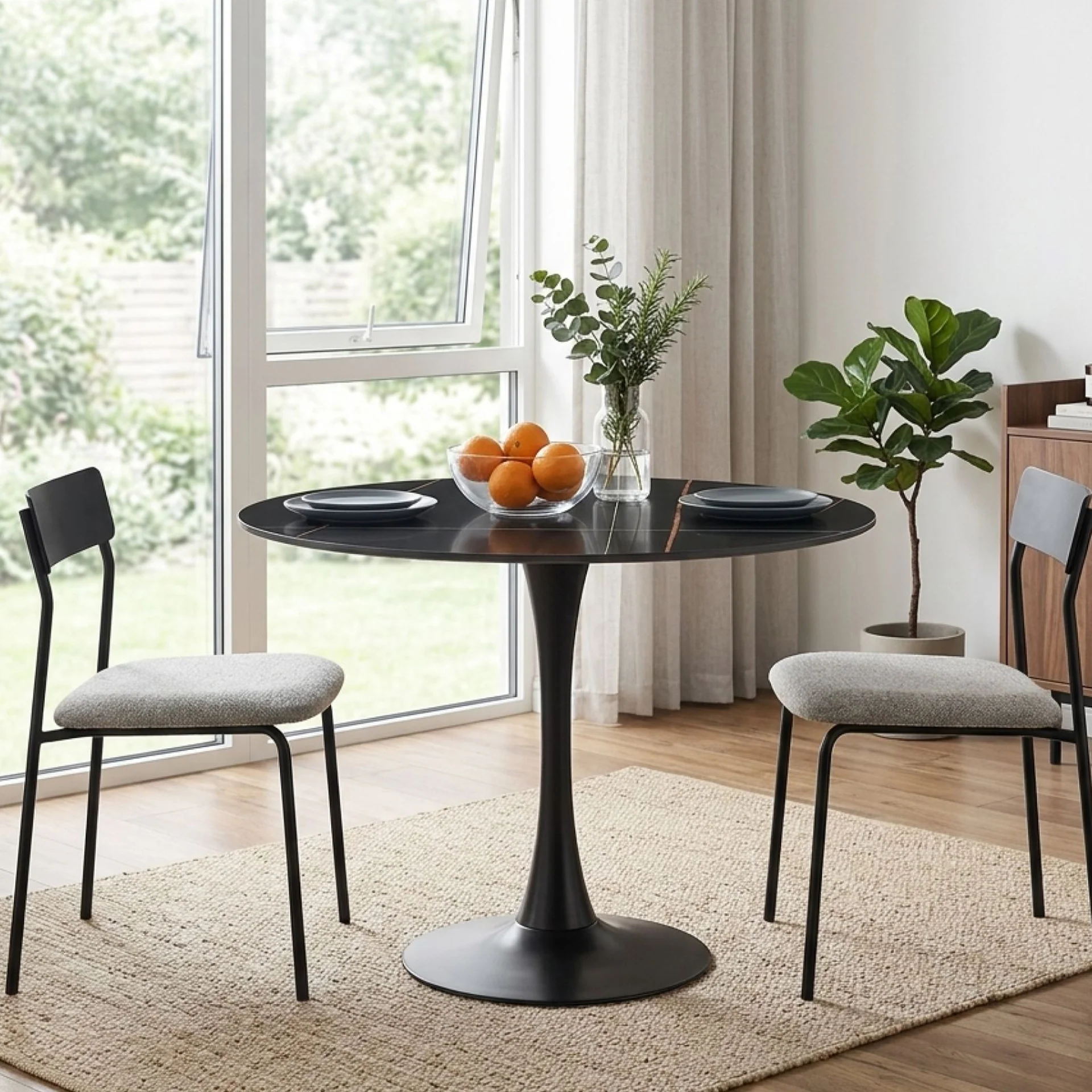 Tulesso Round Dining Table 90x75cm - Golden Black