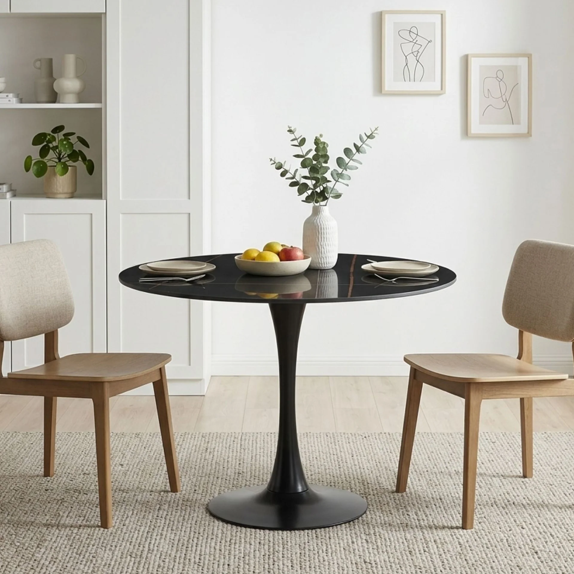 Tulesso Round Dining Table 90x75cm - Golden Black - Image 2