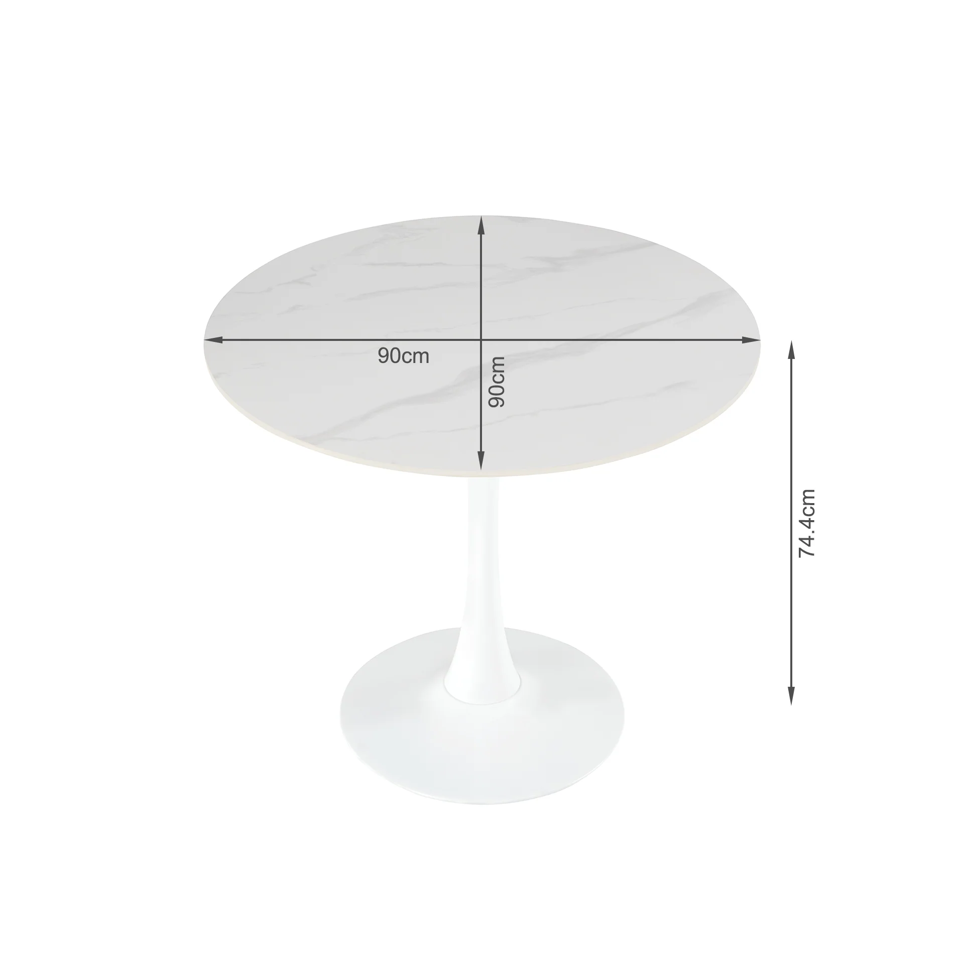 Tulesso Round Dining Table 90x75cm - Snow White - Image 12