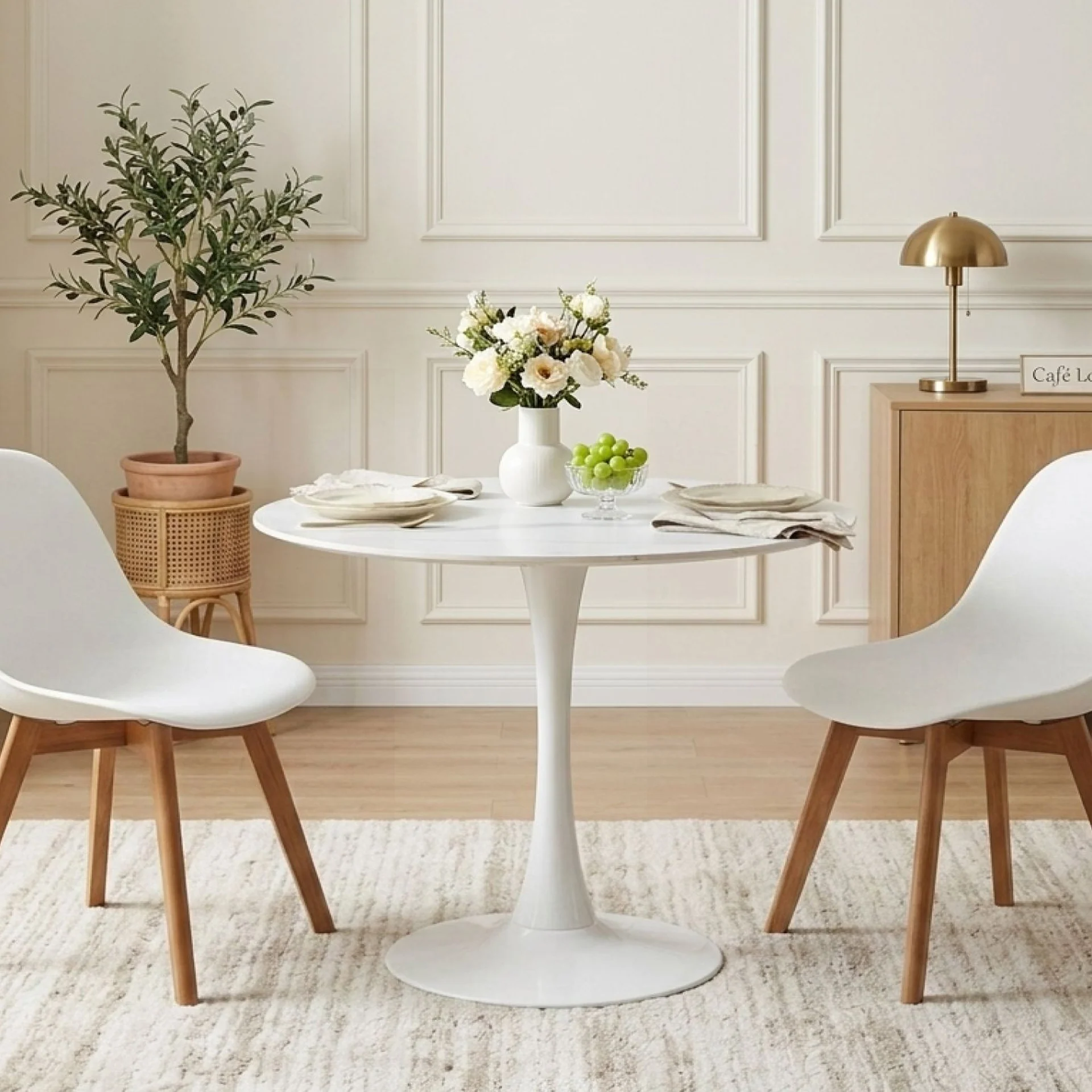 Tulesso Round Dining Table 90x75cm - Snow White - Image 3