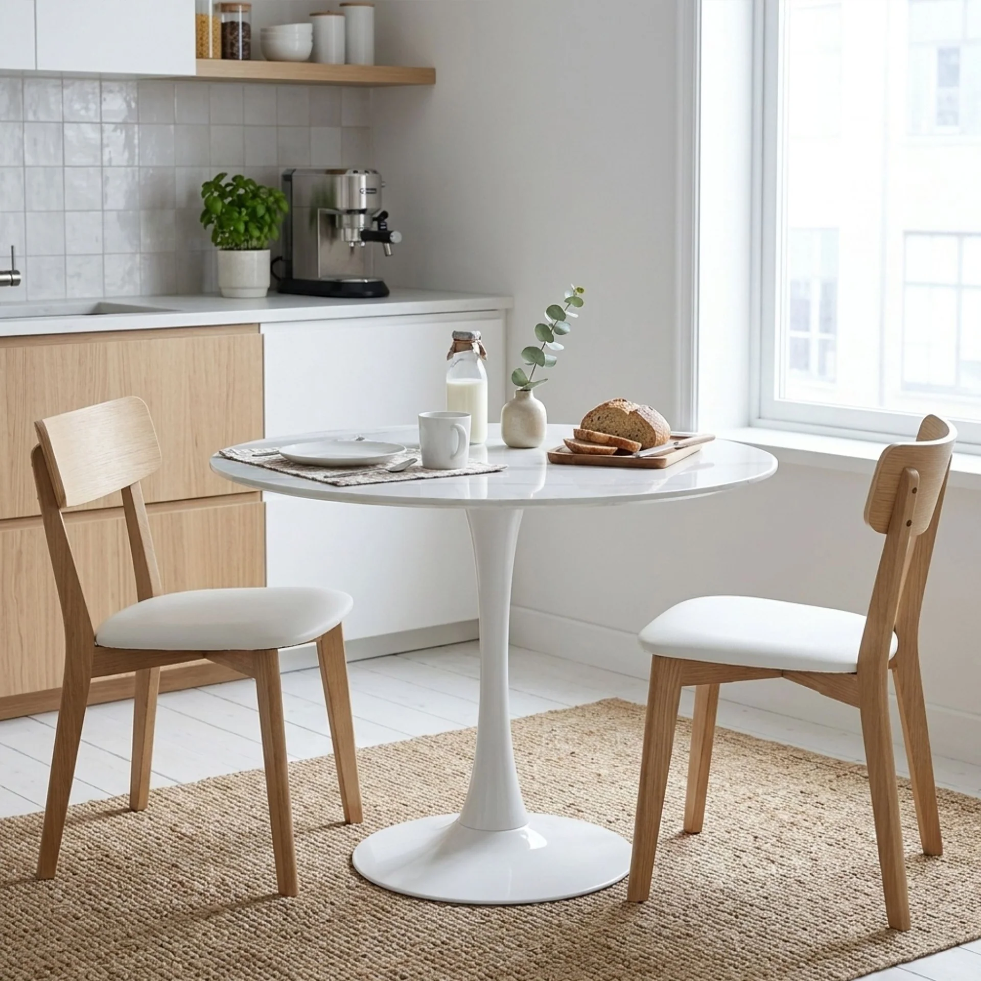 Tulesso Round Dining Table 90x75cm - Snow White - Image 4