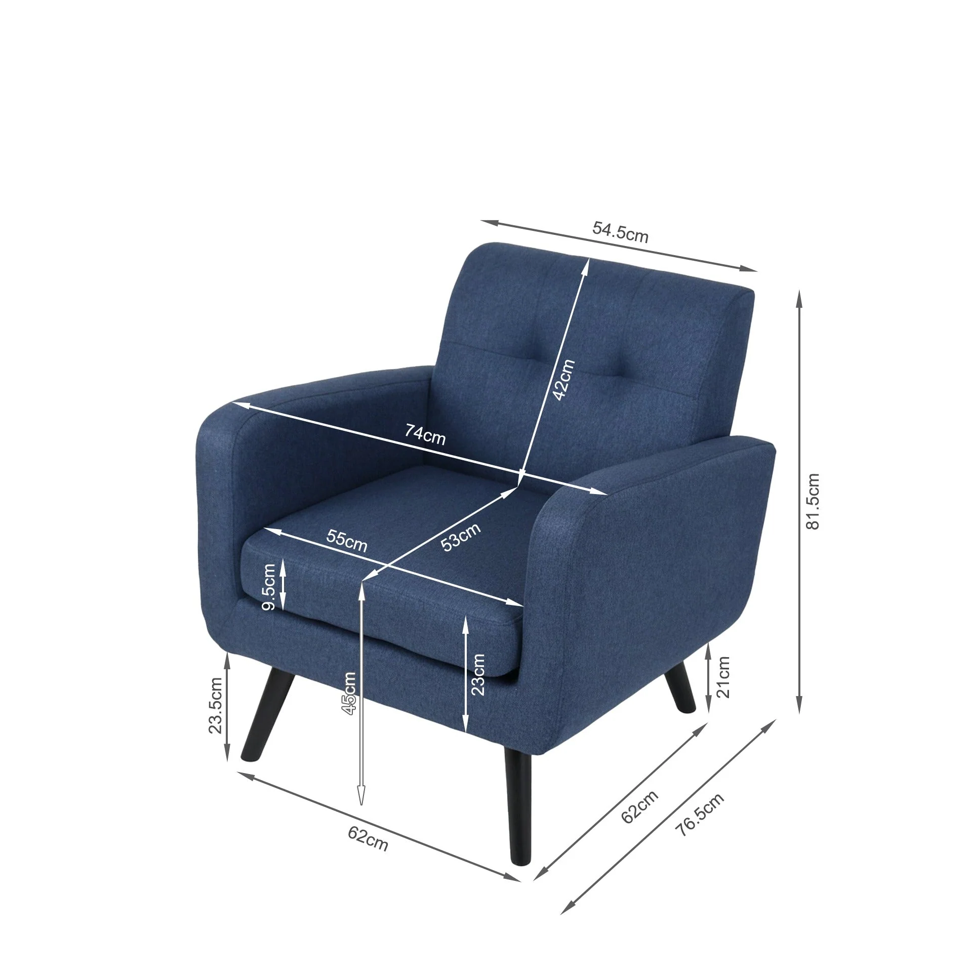 Tulo Linen Armchair - Dark Blue - Image 15