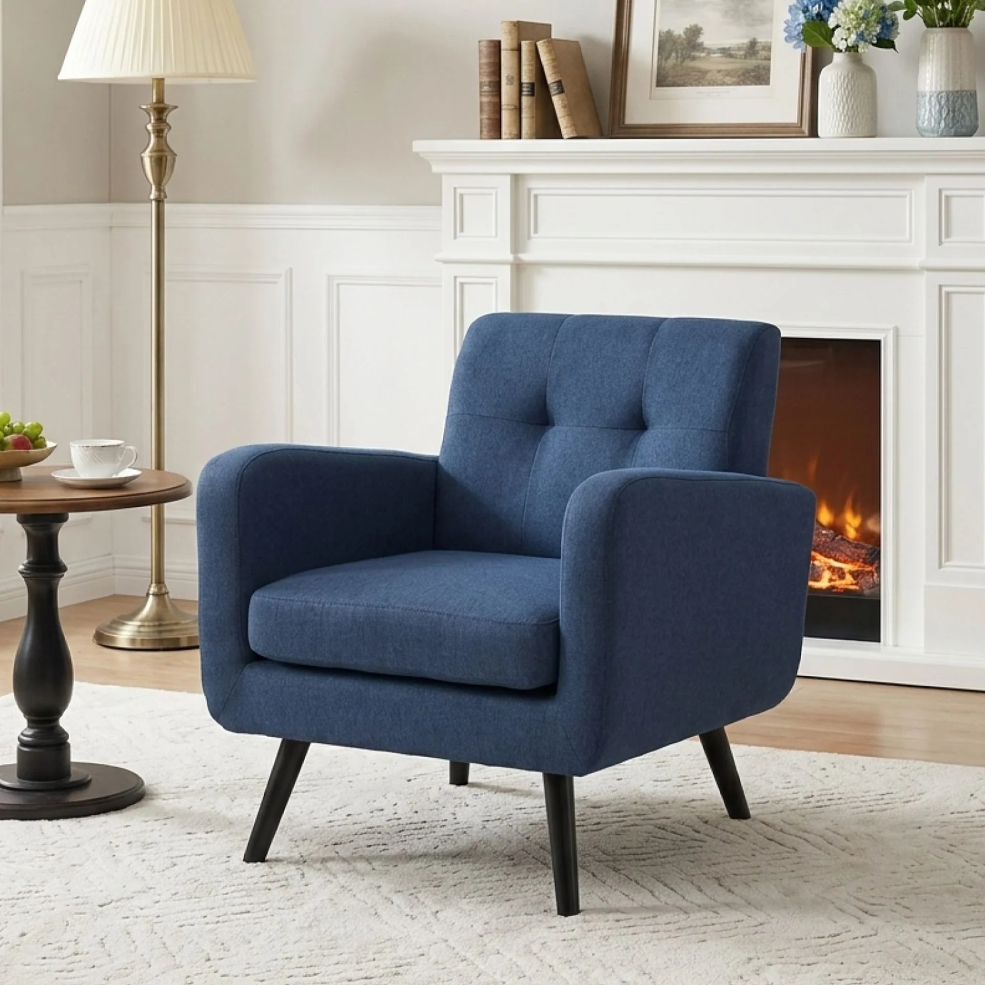 Tulo Linen Armchair - Dark Blue - Image 7
