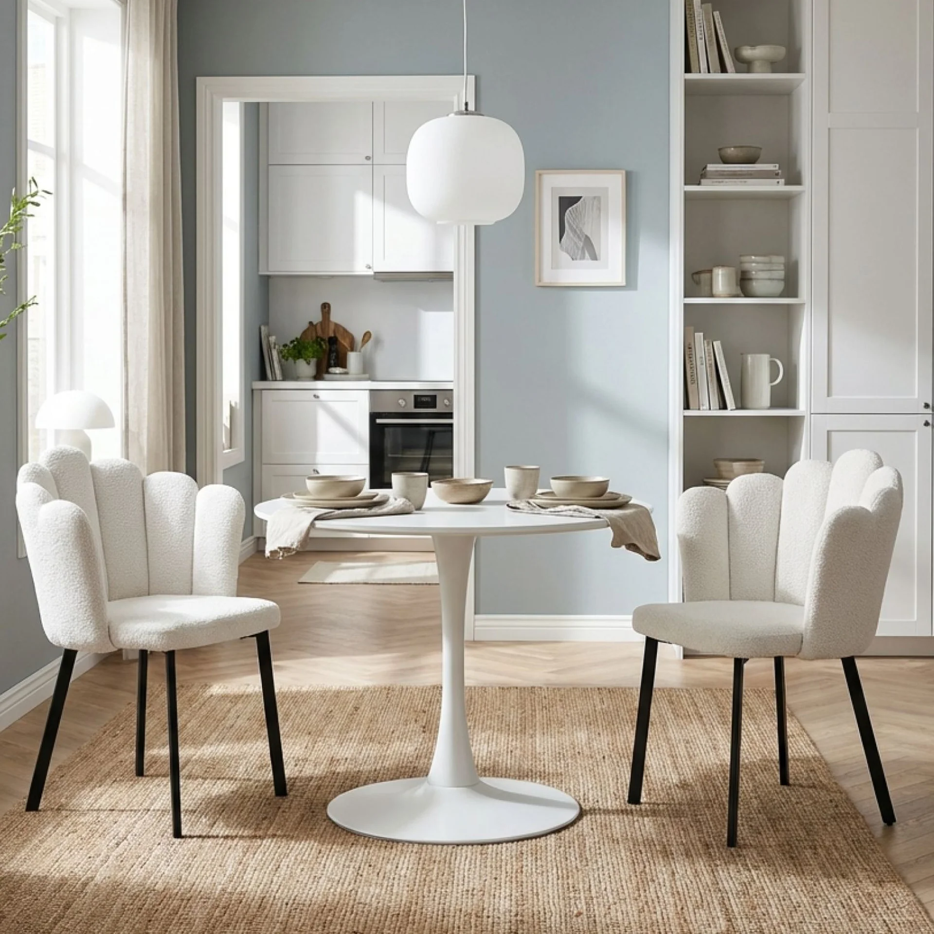 Urban Petal-shaped Upholstered Dining Chair - Set of 2 - Beige