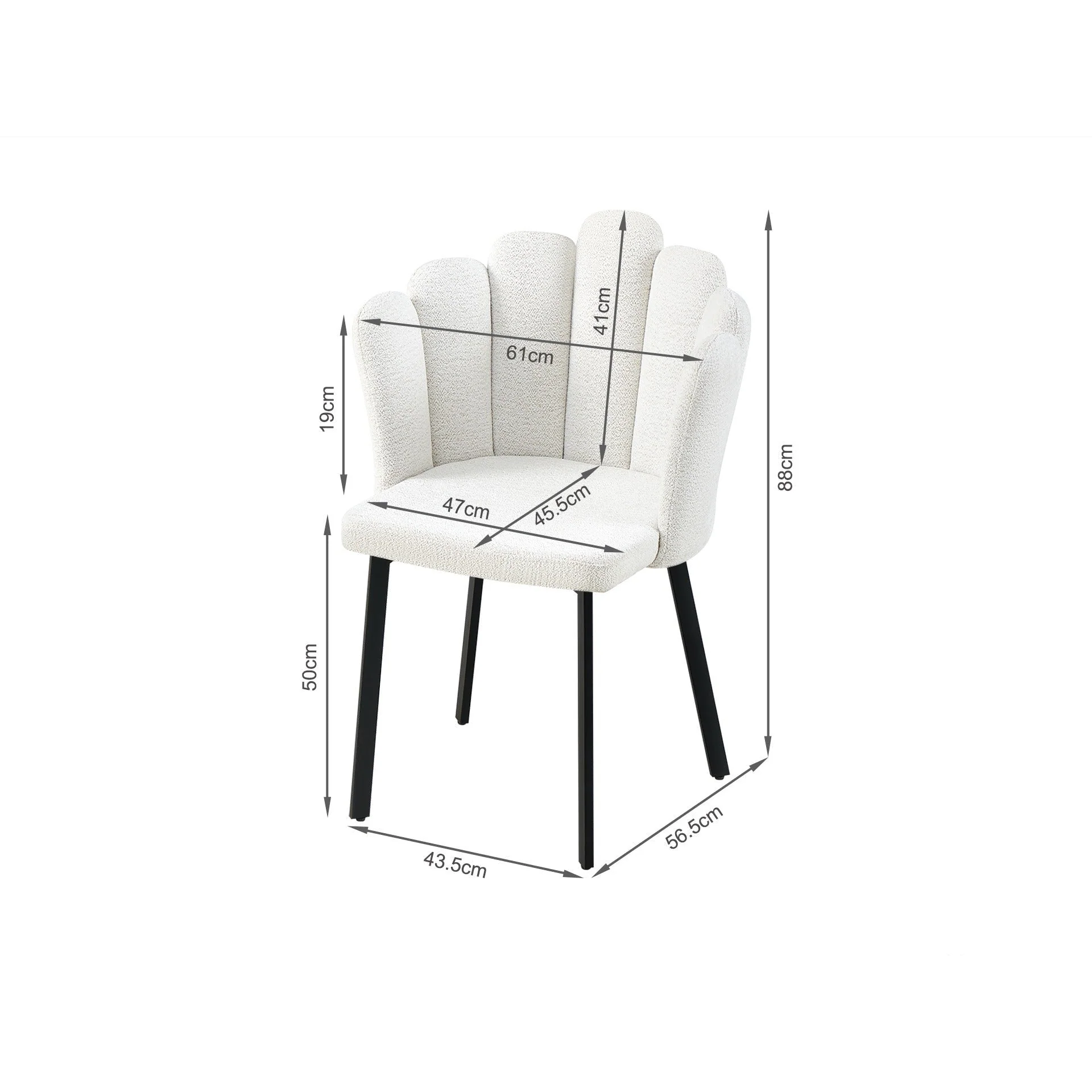 Urban Petal-shaped Upholstered Dining Chair - Set of 2 - Beige - Image 13