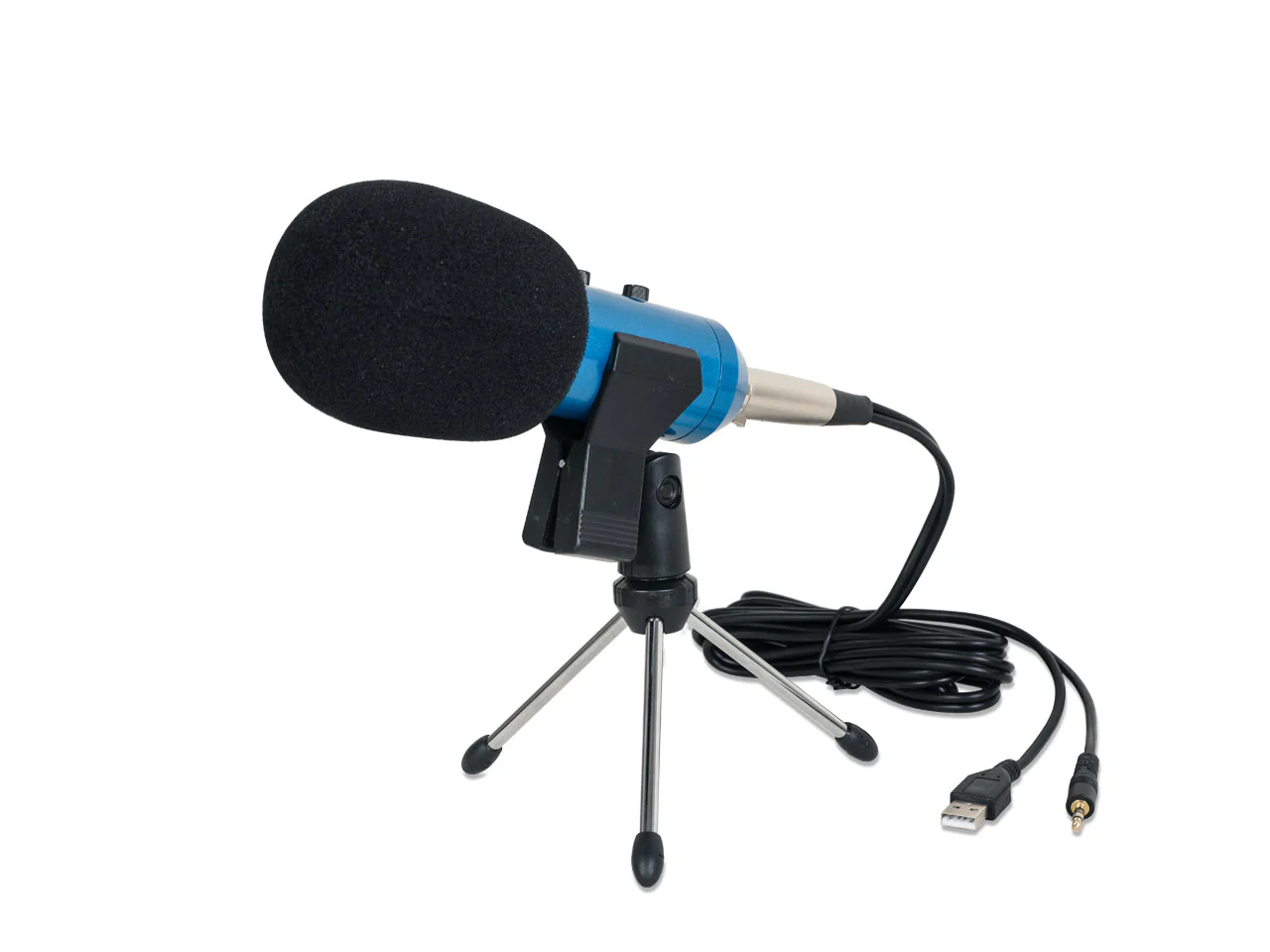 USB Condenser Microphone with Stand - Blue (0.002m3 - 0.6kg) - Image 7