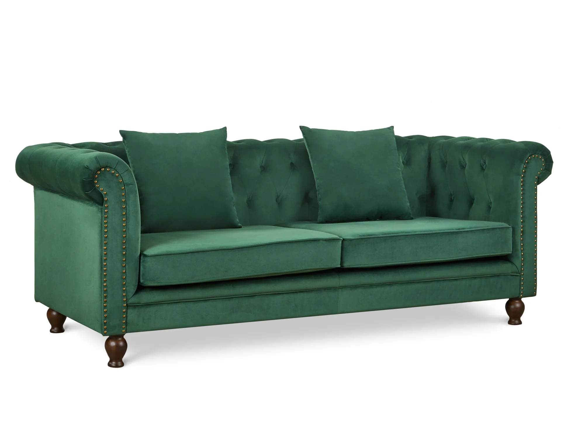 VAGAS 3 Seater Velvet Sofa - GREEN - Image 2