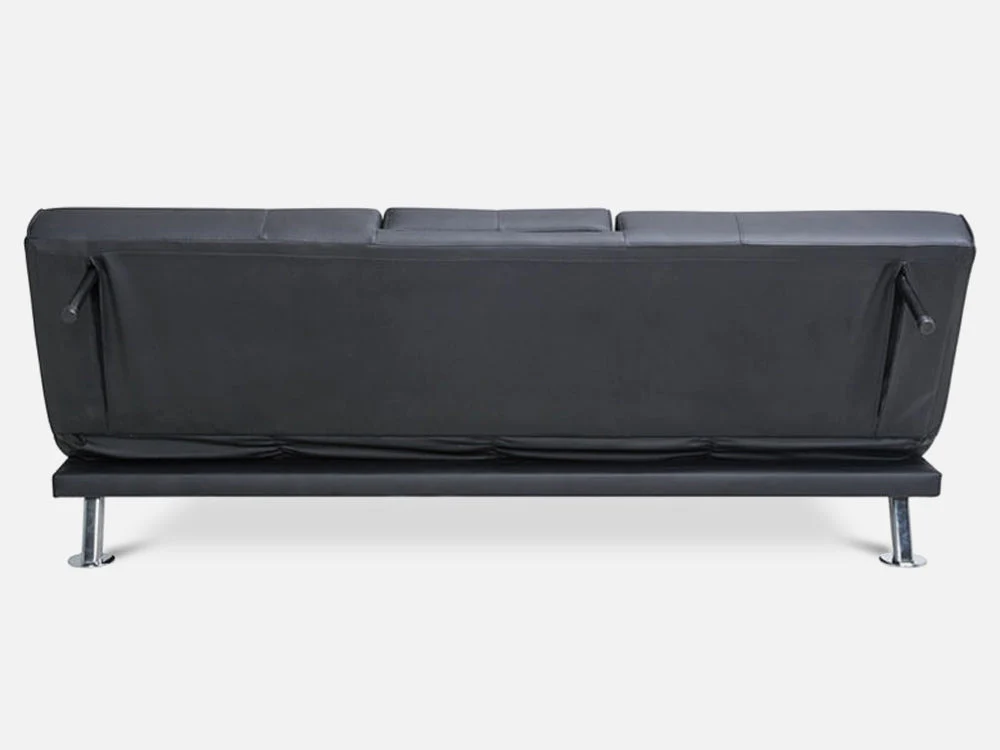 VENICE 3 Seater Fold Out Sofabed with Cup Holders - BLACK - Image 7