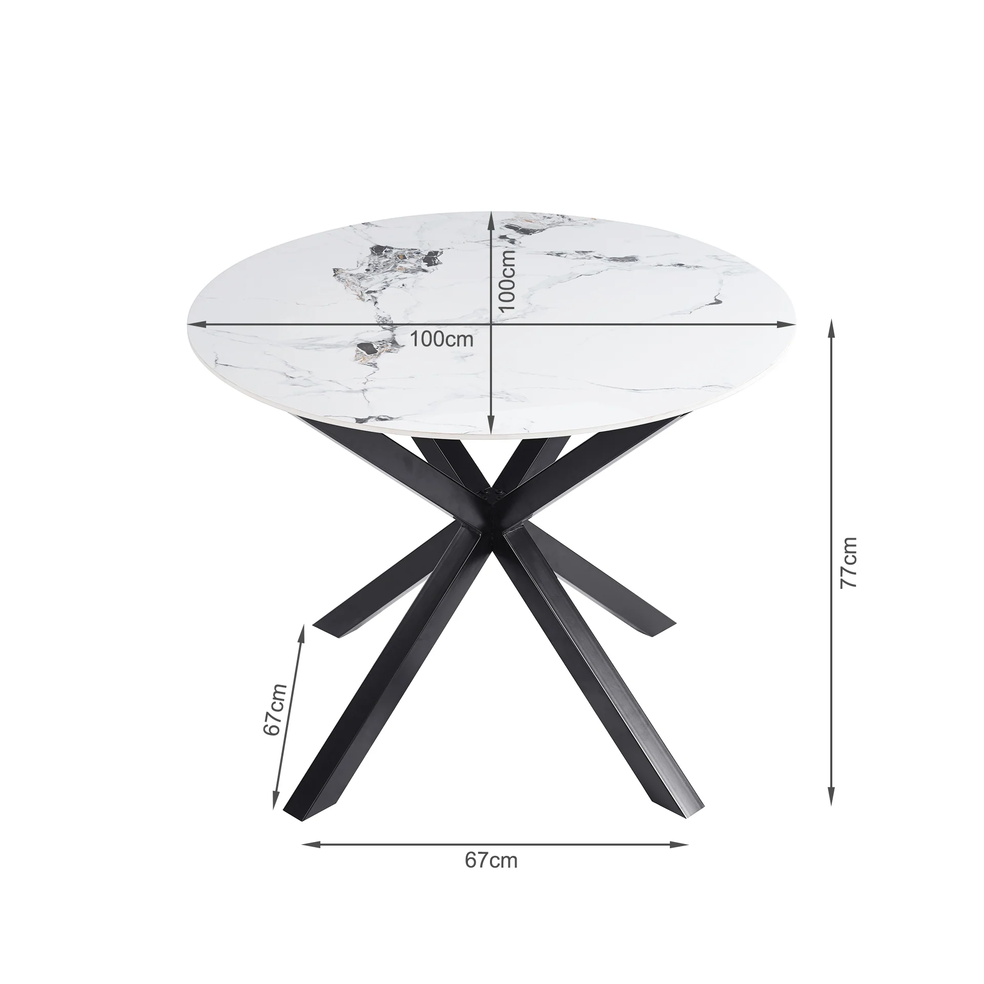 Vento Sintered Stone Round Dining Table 100x78cm - Snow White - Image 11