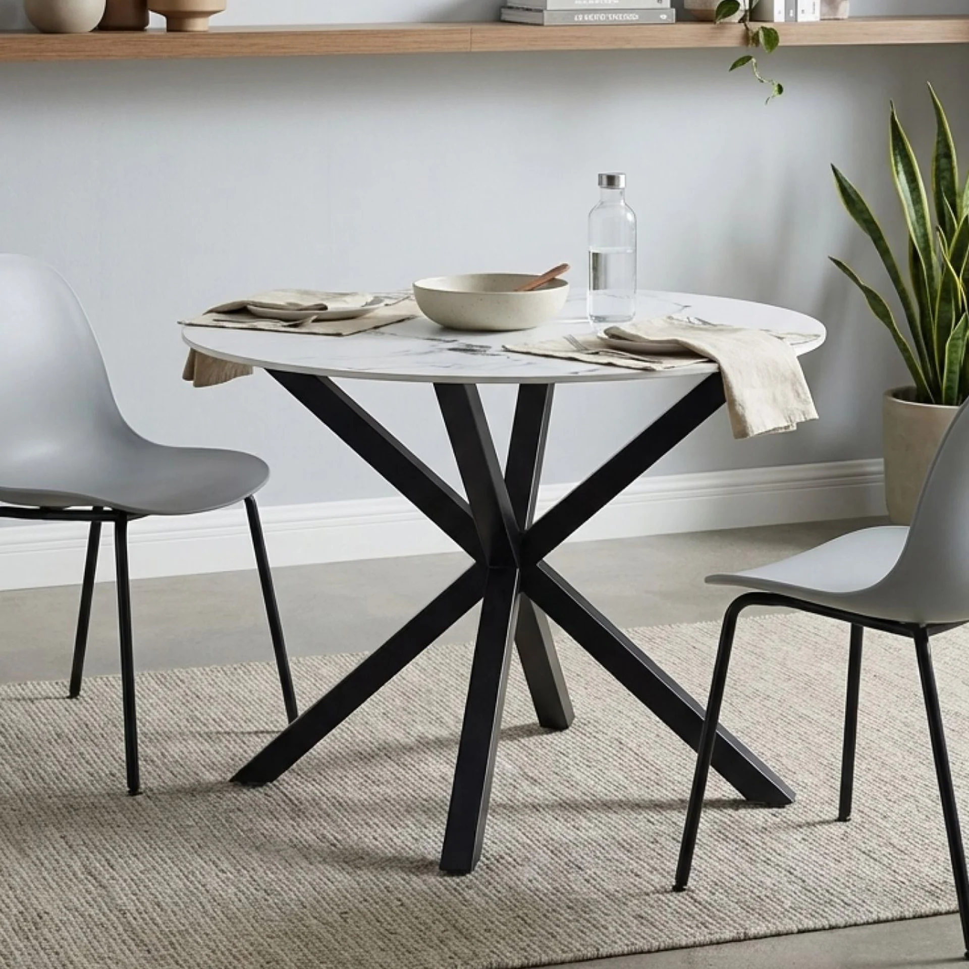 Vento Sintered Stone Round Dining Table 100x78cm - Snow White - Image 5