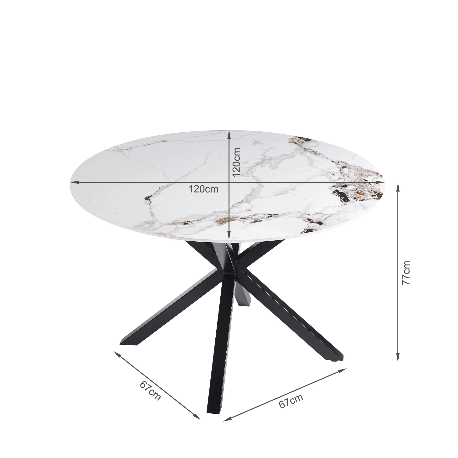Vento Sintered Stone Round Dining Table 120x78cm - Snow White - Image 10