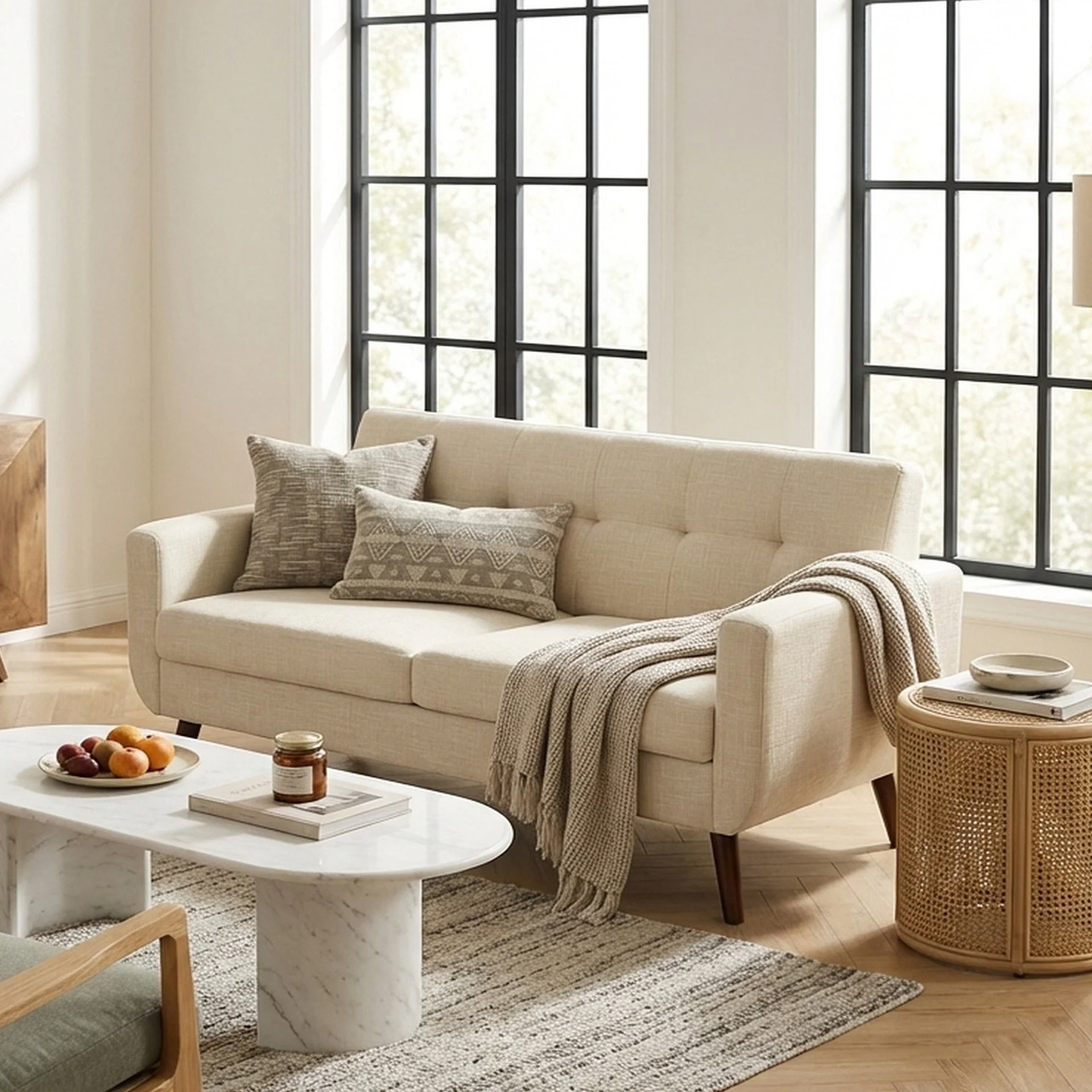 Vibe Linen 2 Seater Sofa - Beige - Image 4