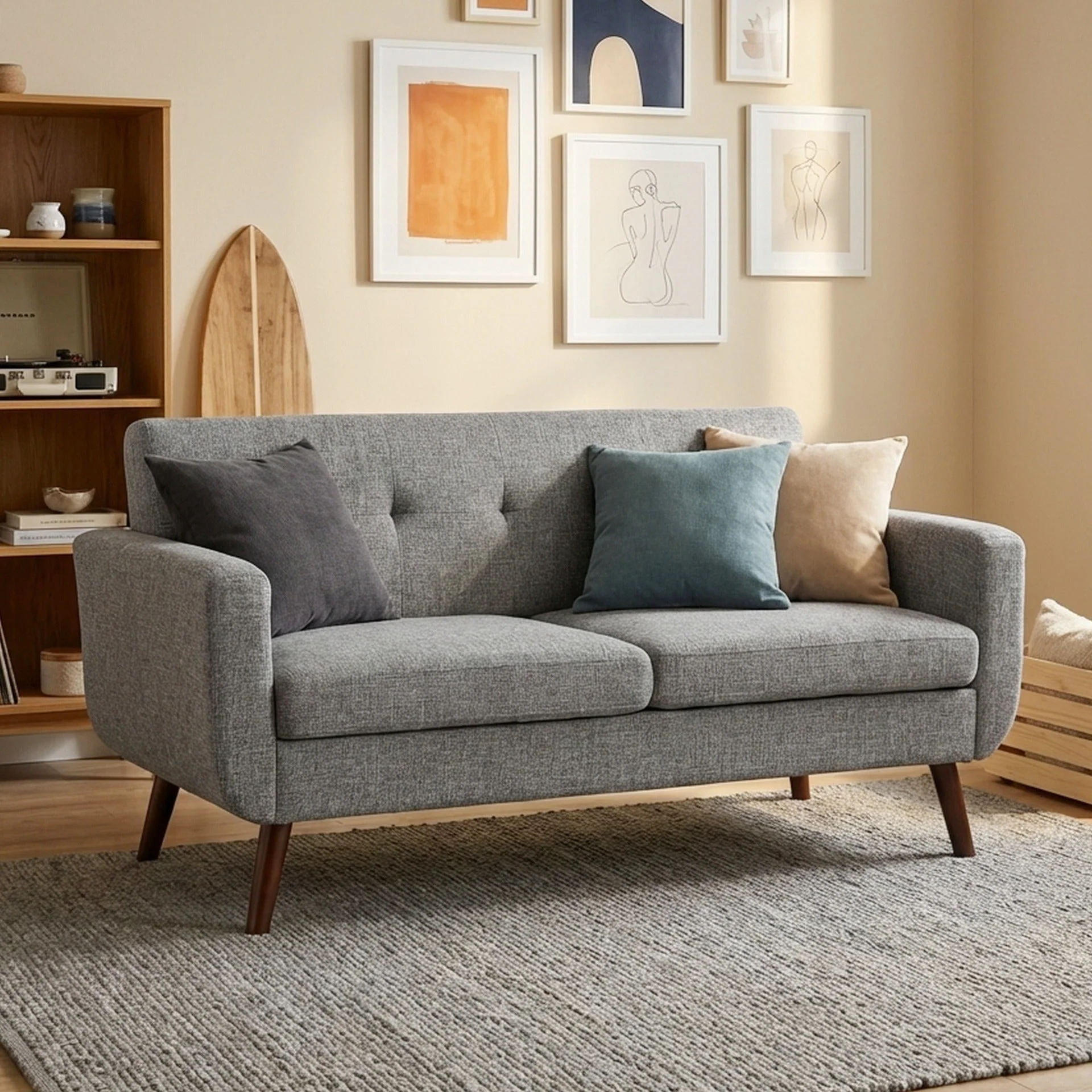 Vibe Linen 2 Seater Sofa - Grey - Image 3