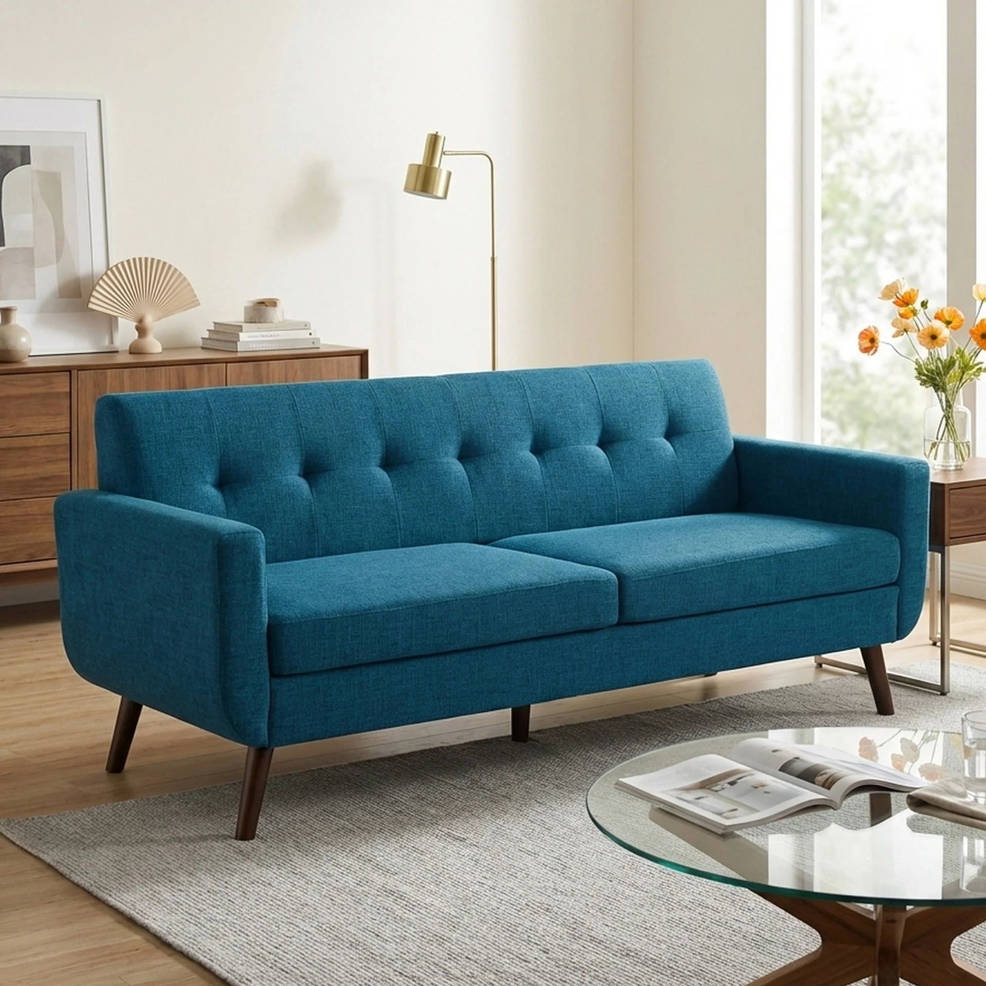 Vibe Linen 3 Seater Sofa - Blue