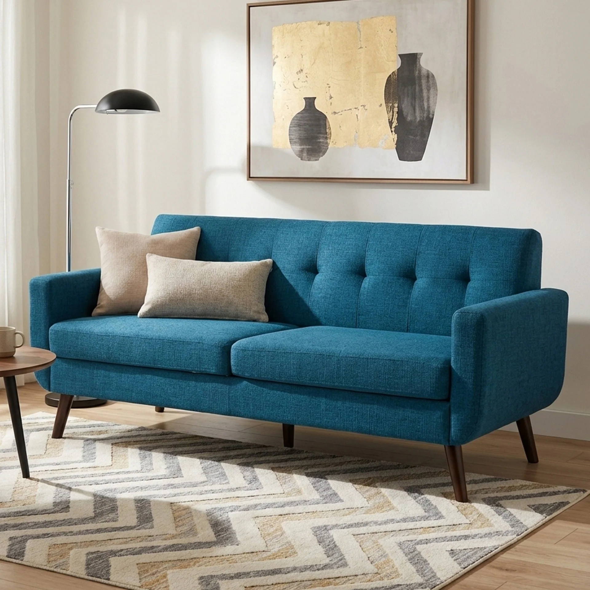 Vibe Linen 3 Seater Sofa - Blue - Image 3