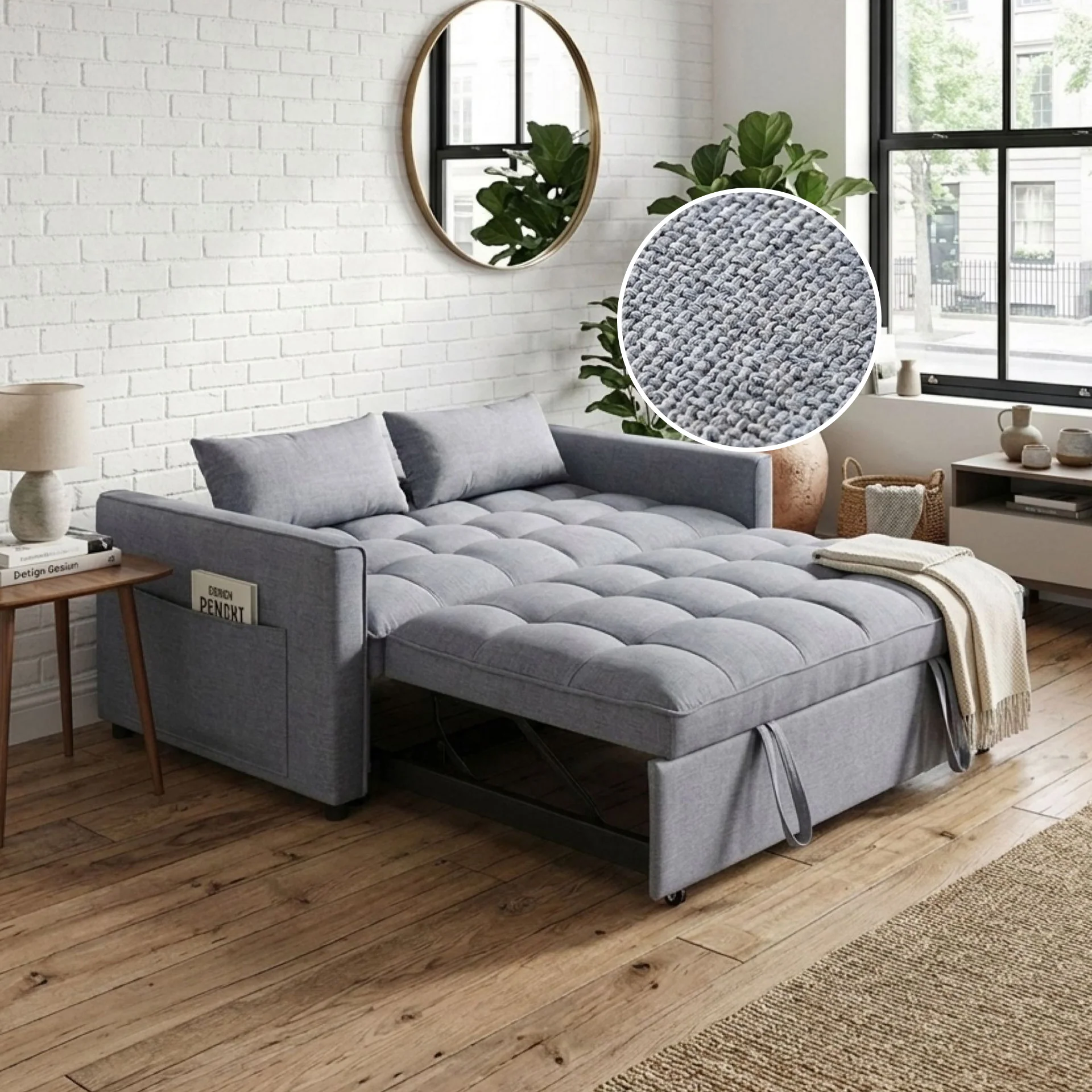 Vida 2 Seater Sofa Bed - Grey - Image 2
