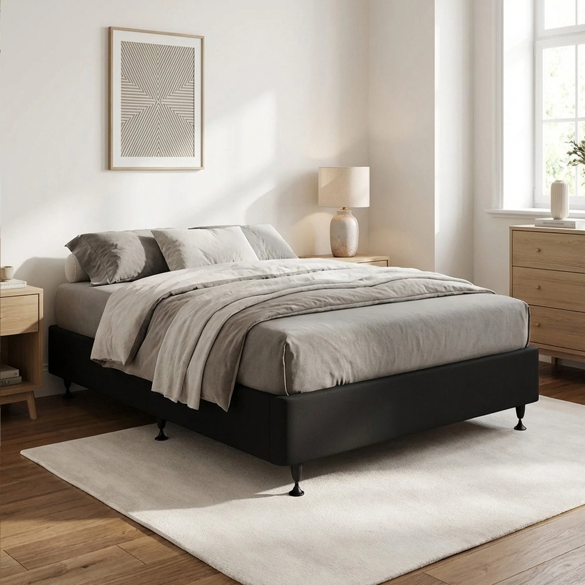 Vinson Fabric Double Bed Base - Black - Image 3