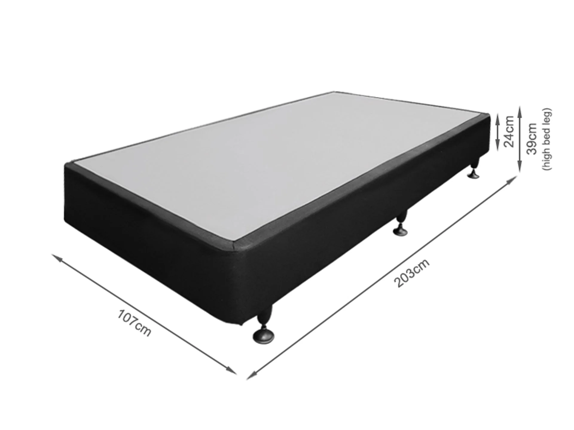 Vinson Fabric King Single Bed Base - Black - Image 12