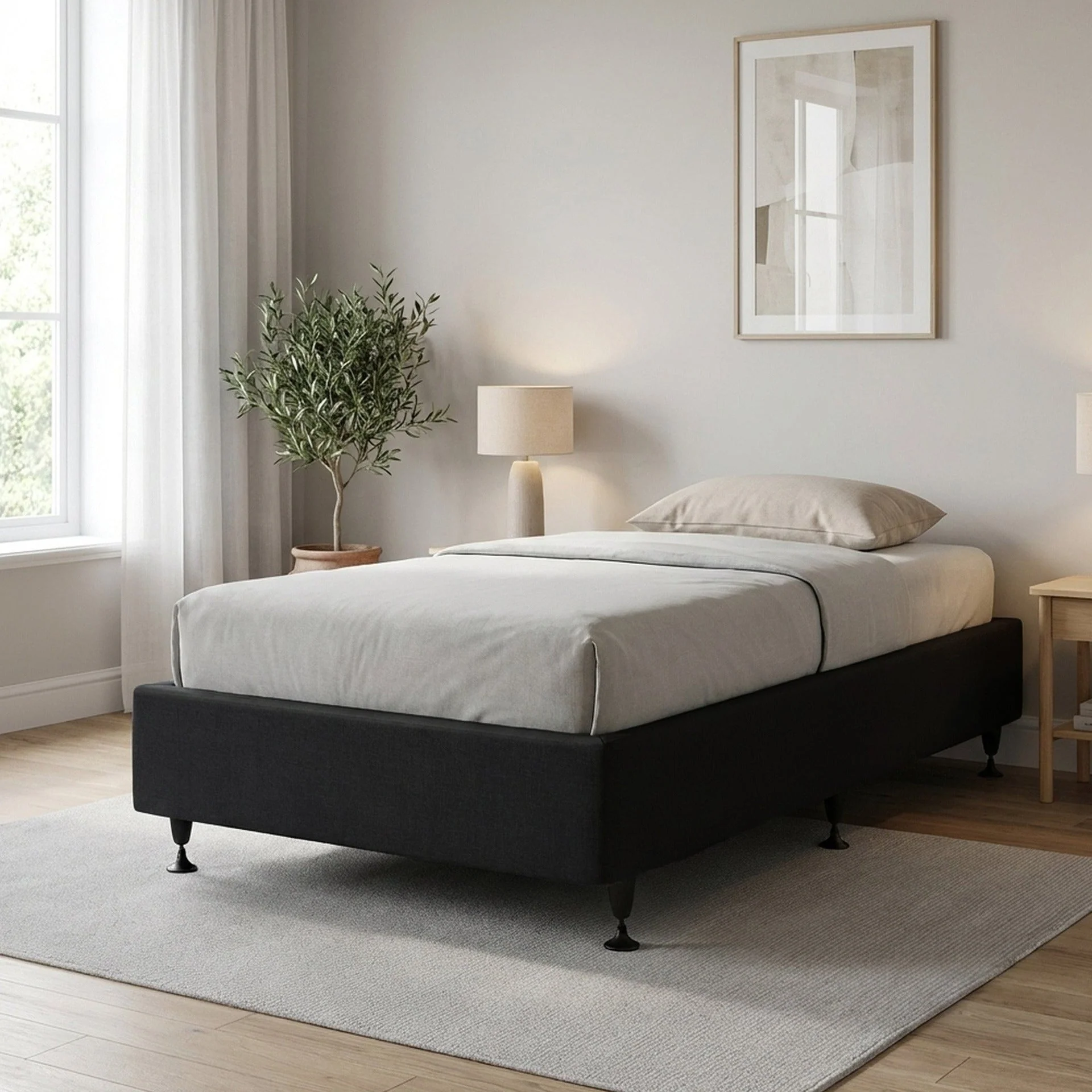 Vinson Fabric King Single Bed Base - Black - Image 4