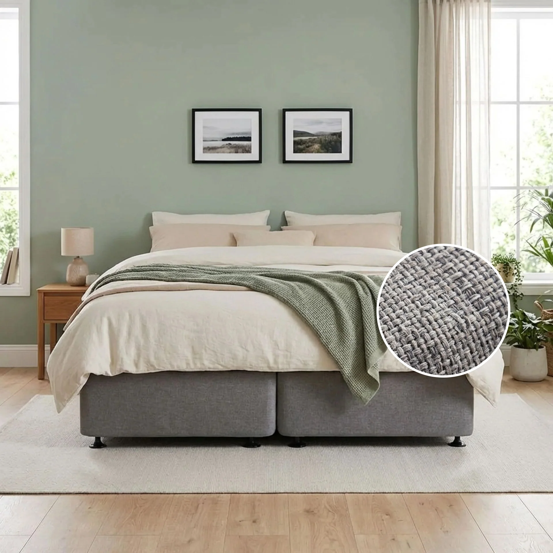 Vinson Fabric King Split Bed Base - Grey - Image 2