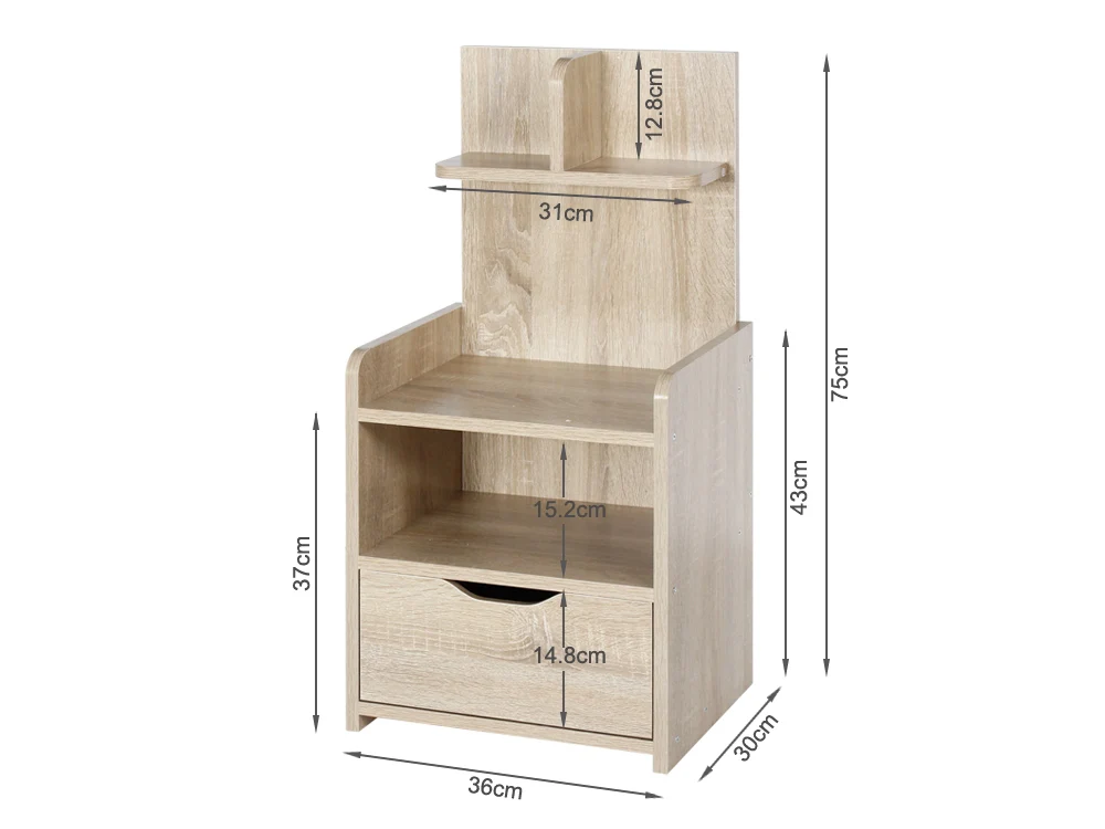 VIVIAN Bedside Table with Shelves - MAPLE - Image 8