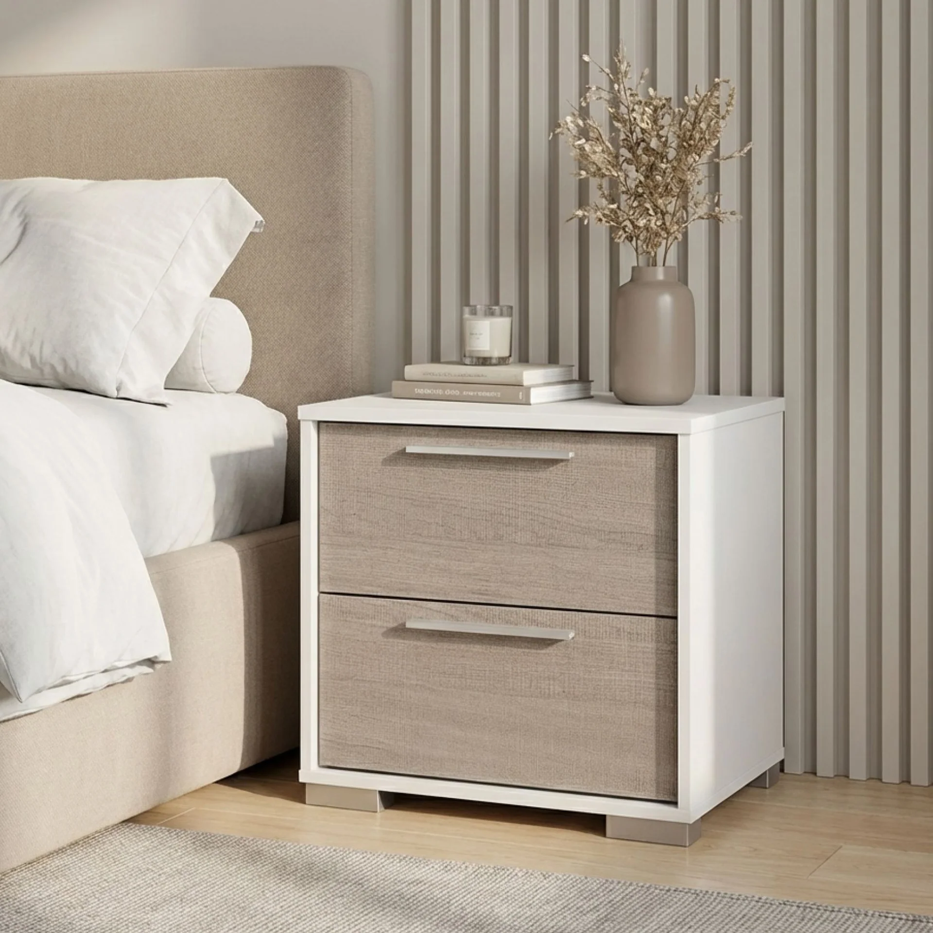 Waipoua Bedside Table Nightstand - Grey Oak - Image 6